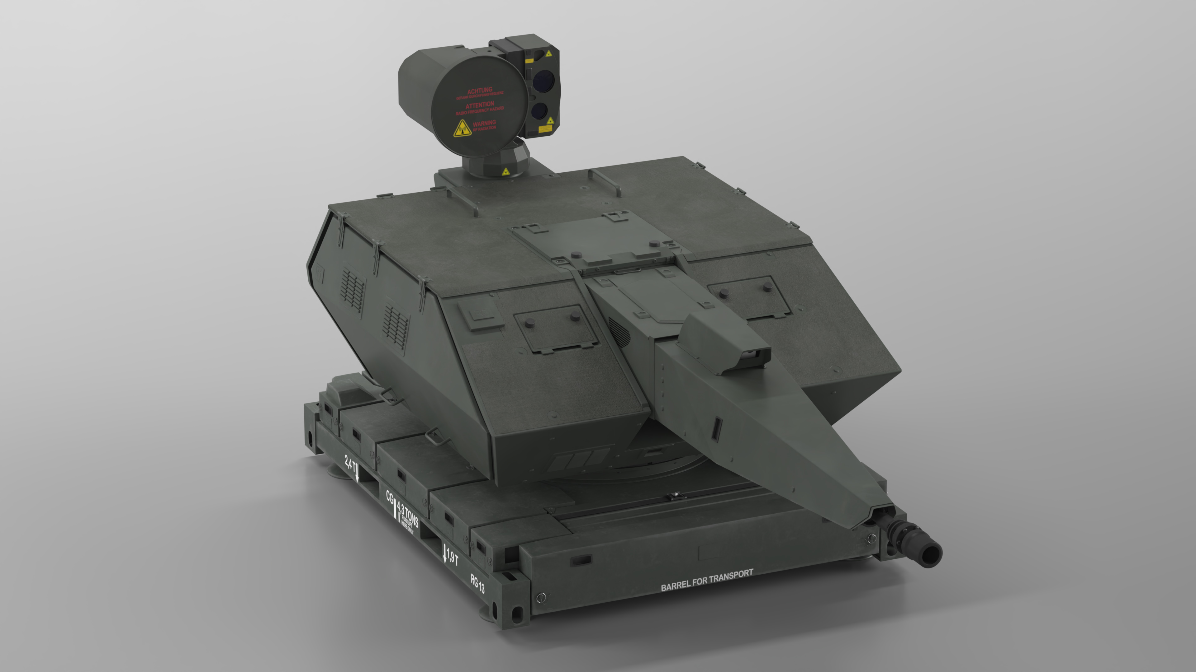 Barrel Skynex Air Defense System Green Rigged for Maya 3D model