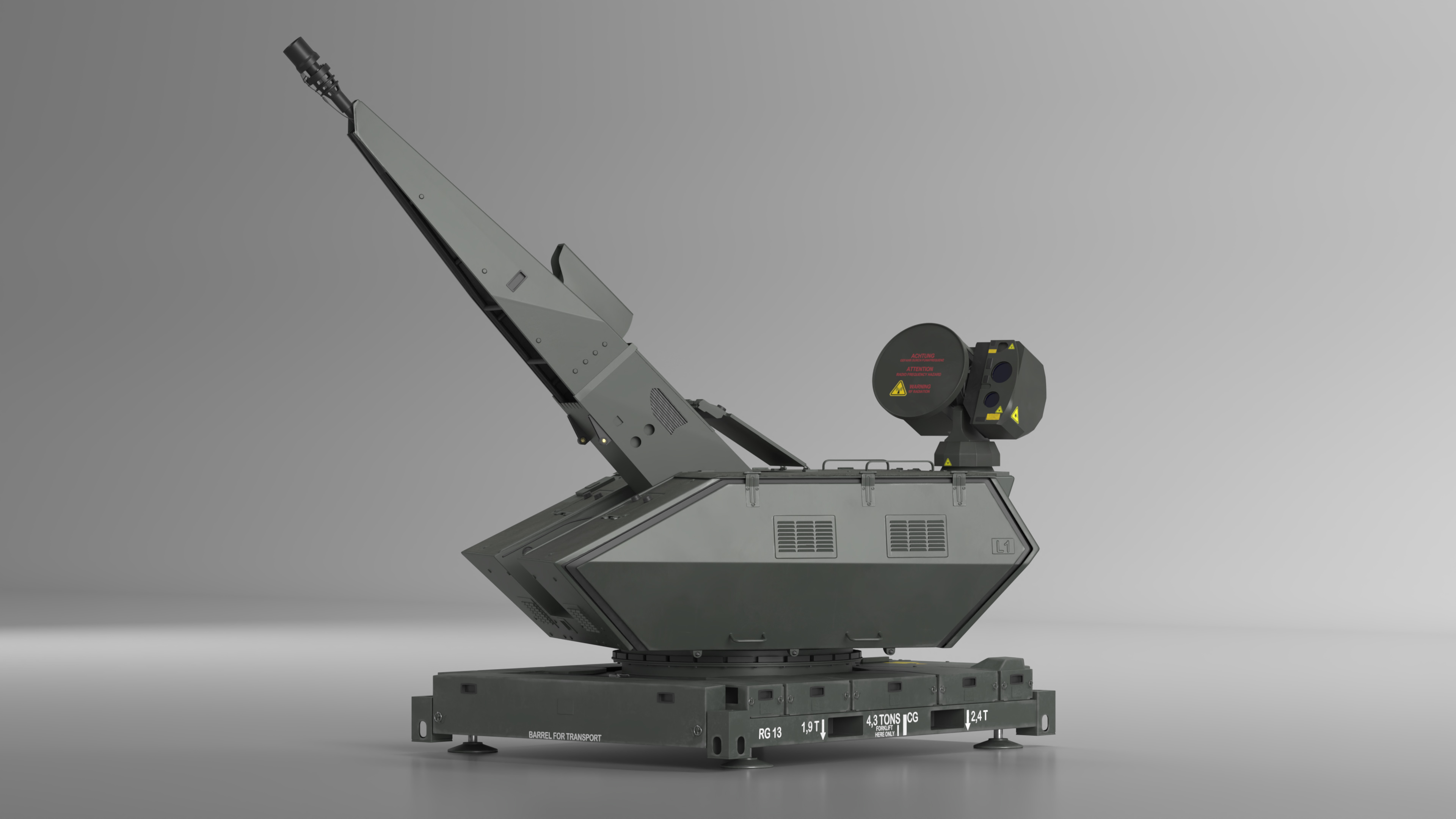 Barrel Skynex Air Defense System Green Rigged for Maya 3D model