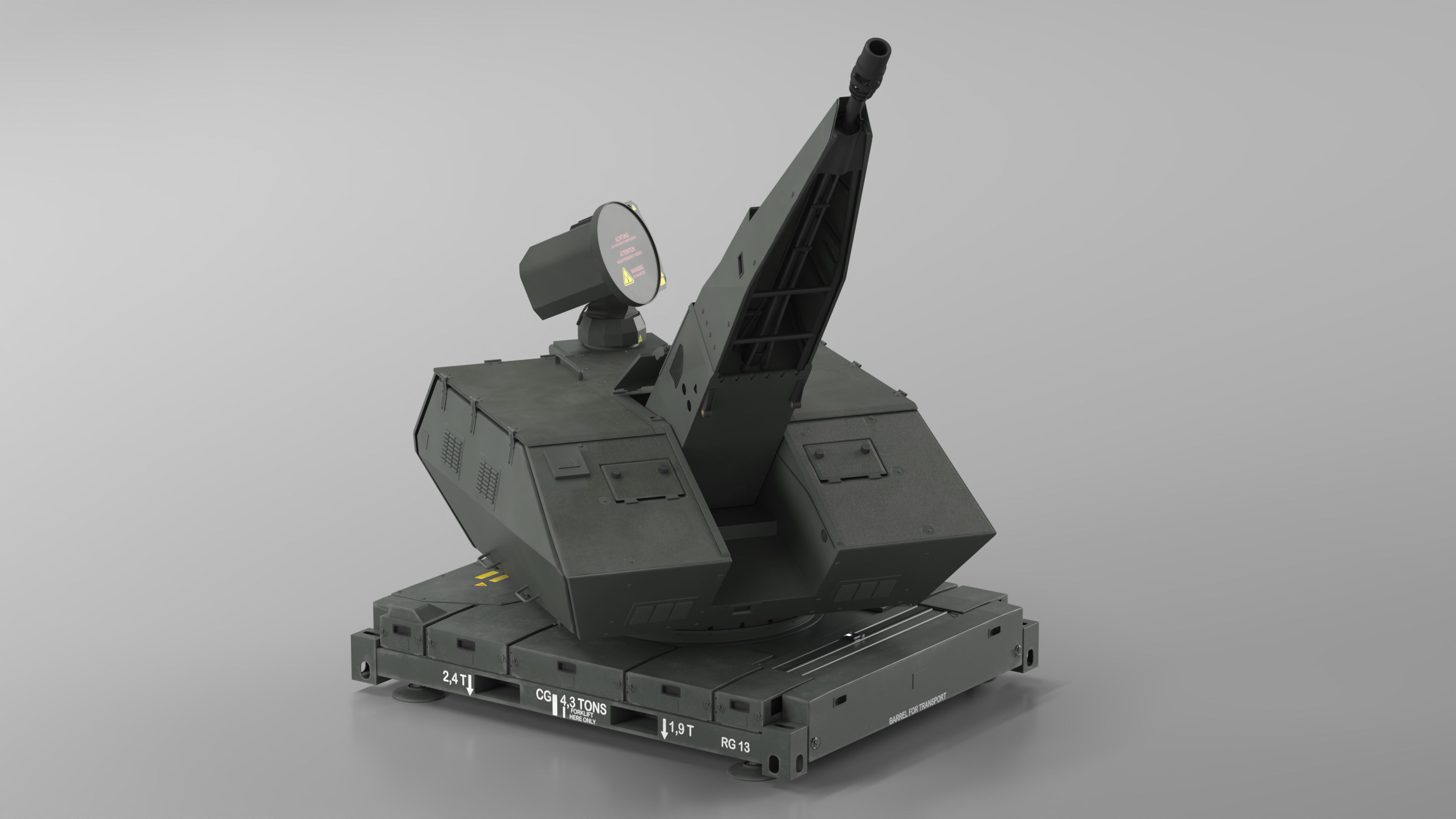 Barrel Skynex Air Defense System Green Rigged for Maya 3D model