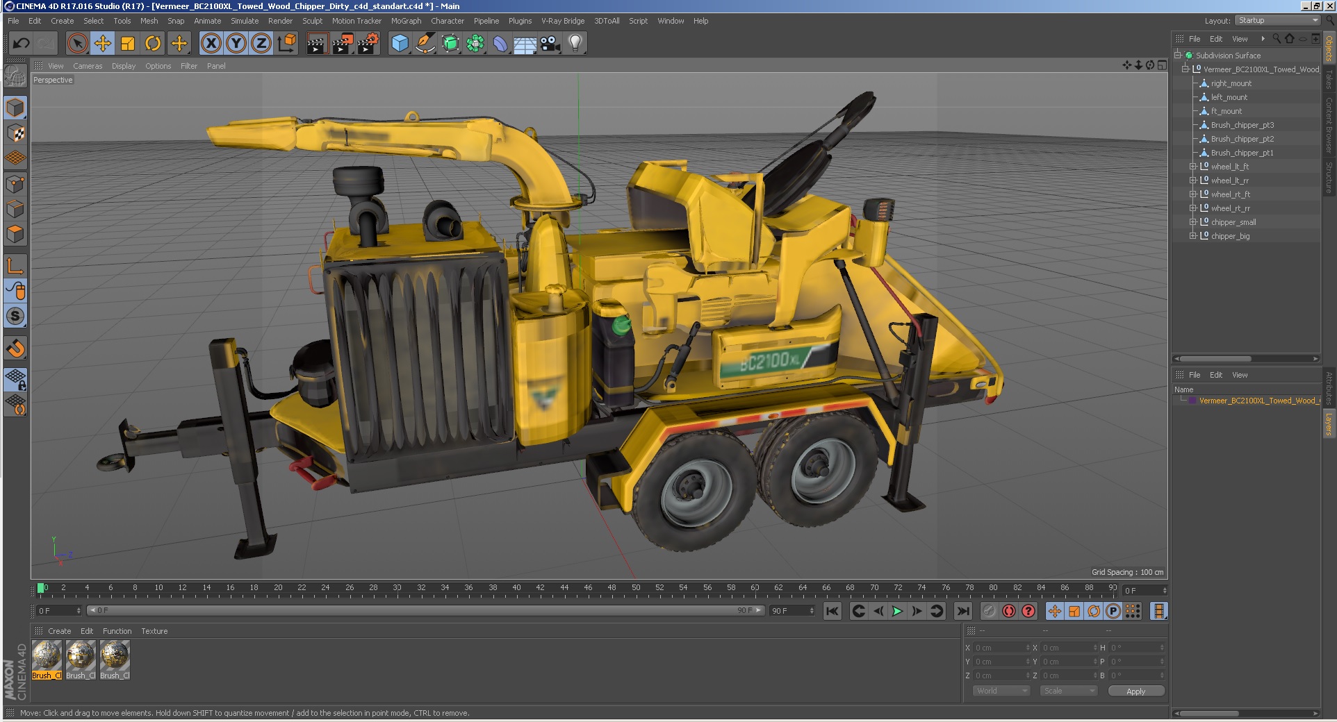 3D Vermeer BC2100XL Towed Wood Chipper Dirty