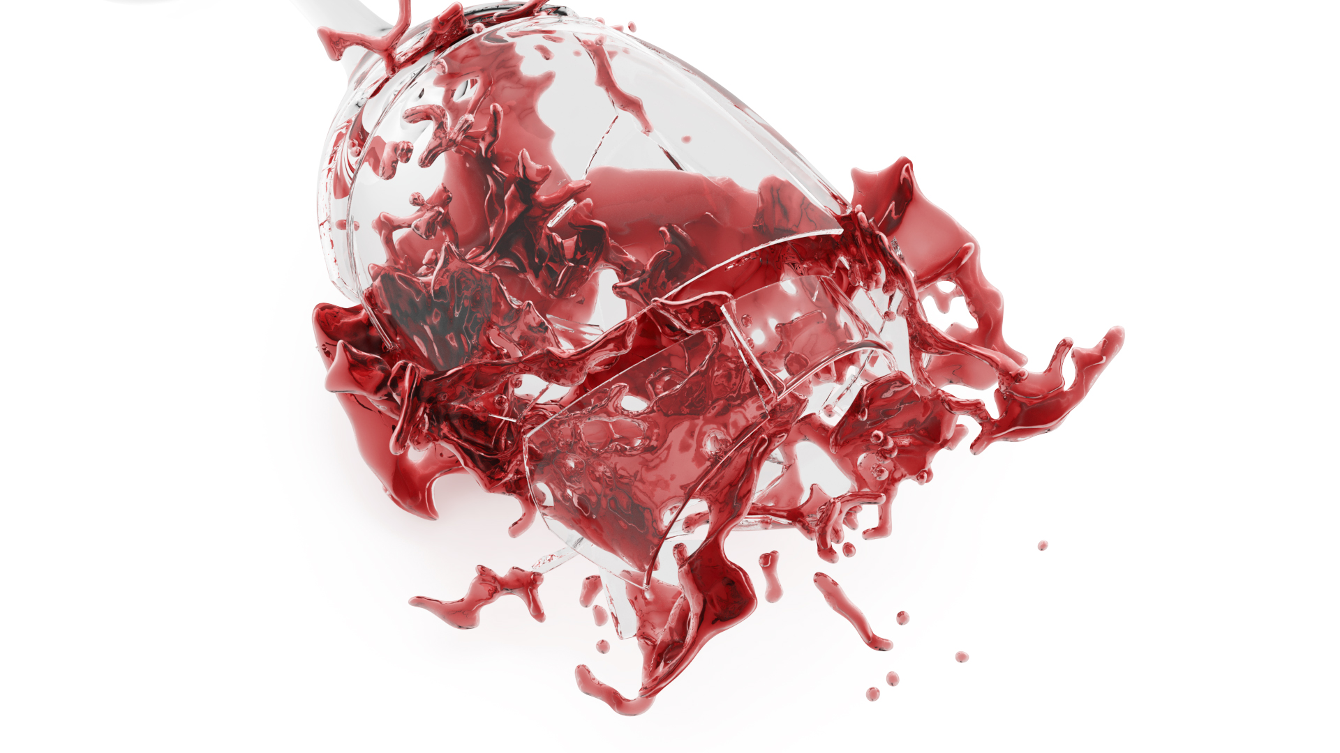 Splashing Red Wine on Broken Glass 3D model