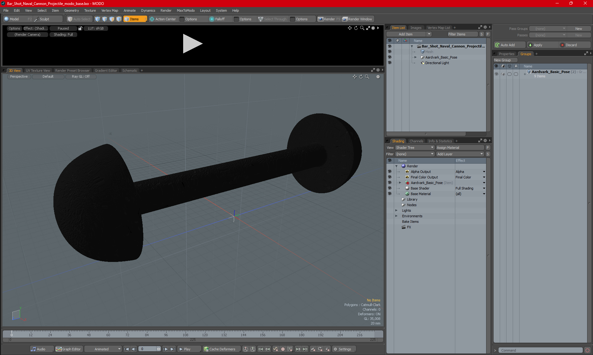 Bar Shot Naval Cannon Projectile 3D