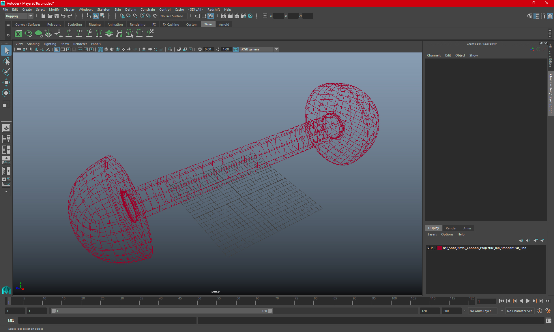 Bar Shot Naval Cannon Projectile 3D