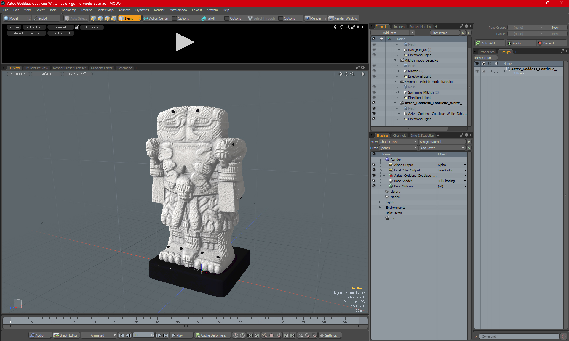 Aztec Goddess Coatlicue White Table Figurine for 3D Print 3D