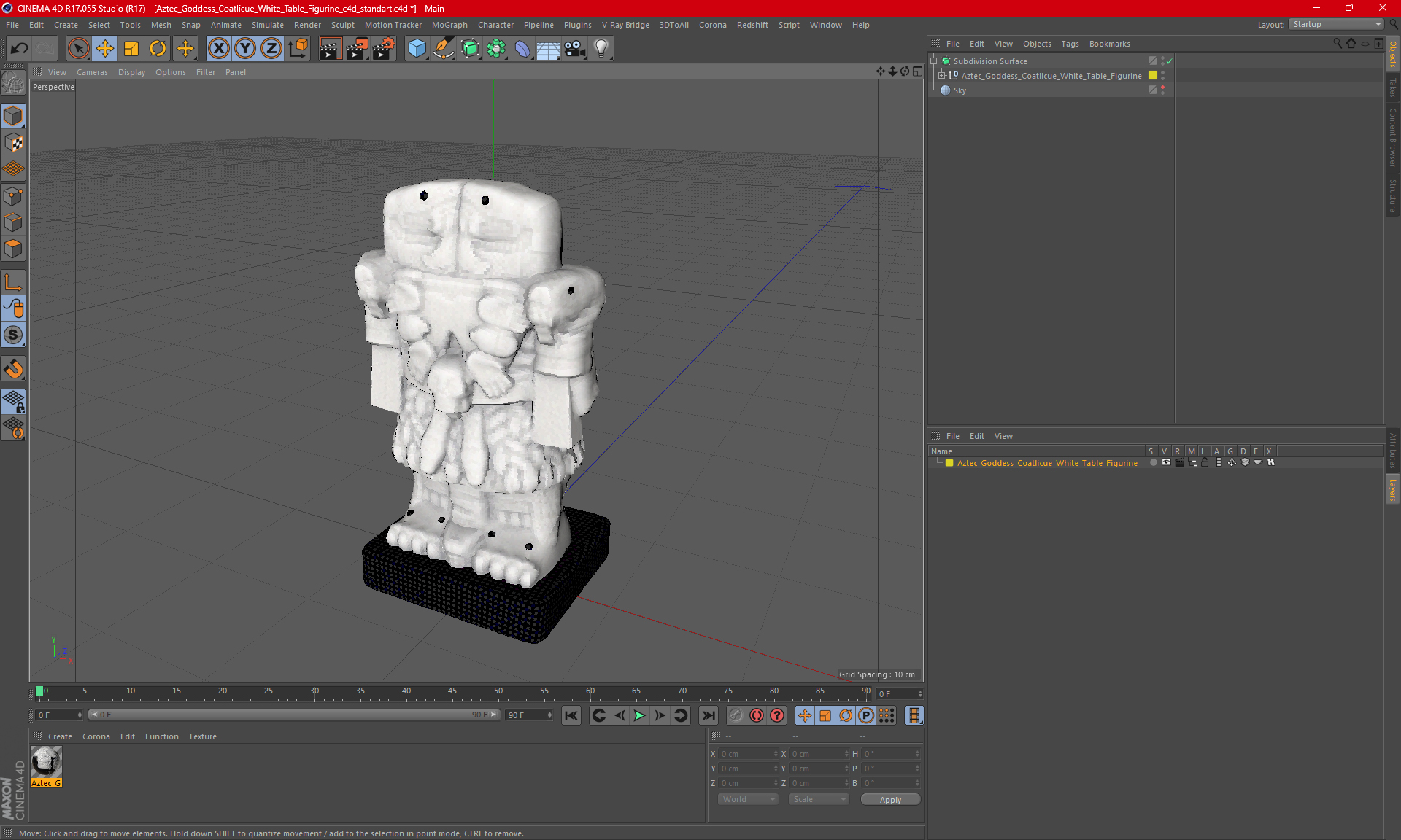 Aztec Goddess Coatlicue White Table Figurine for 3D Print 3D