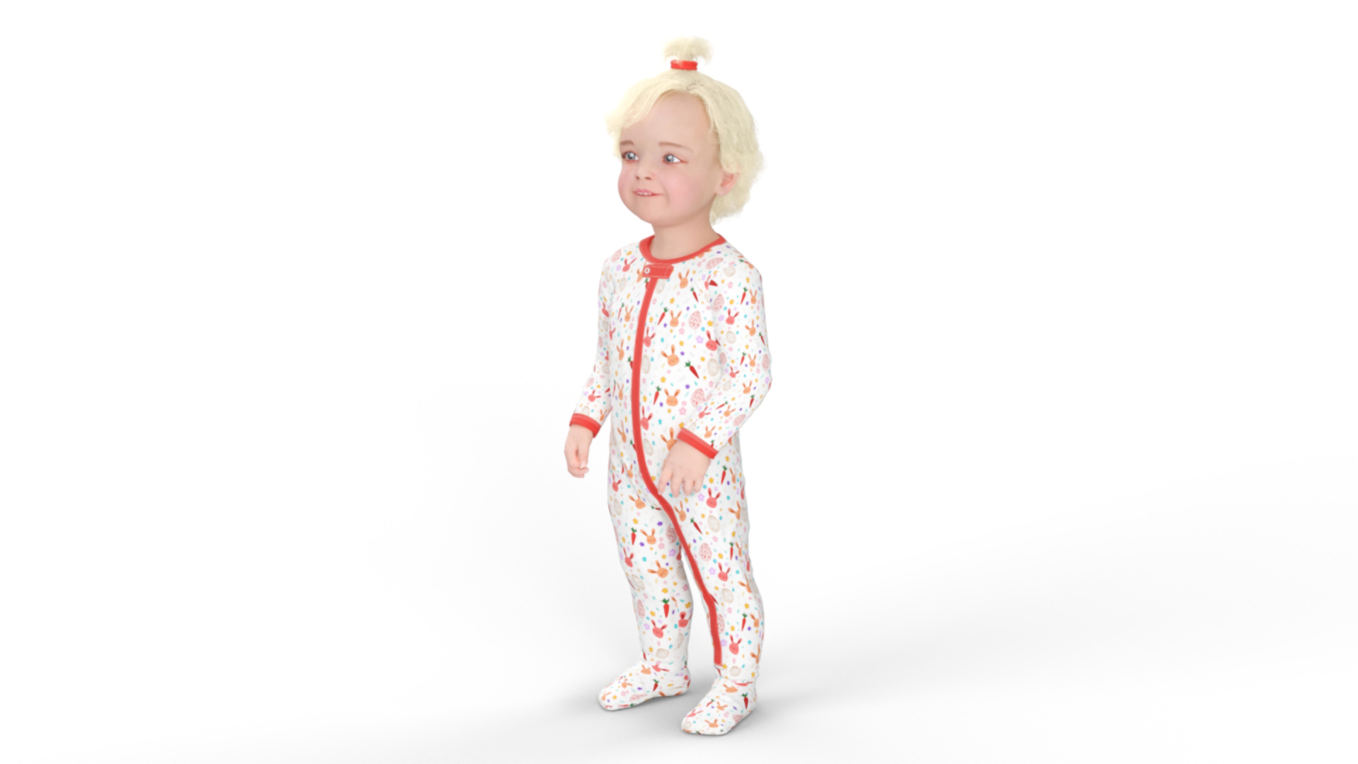 3D Toddler Girl in Full Bodysuit Standing model