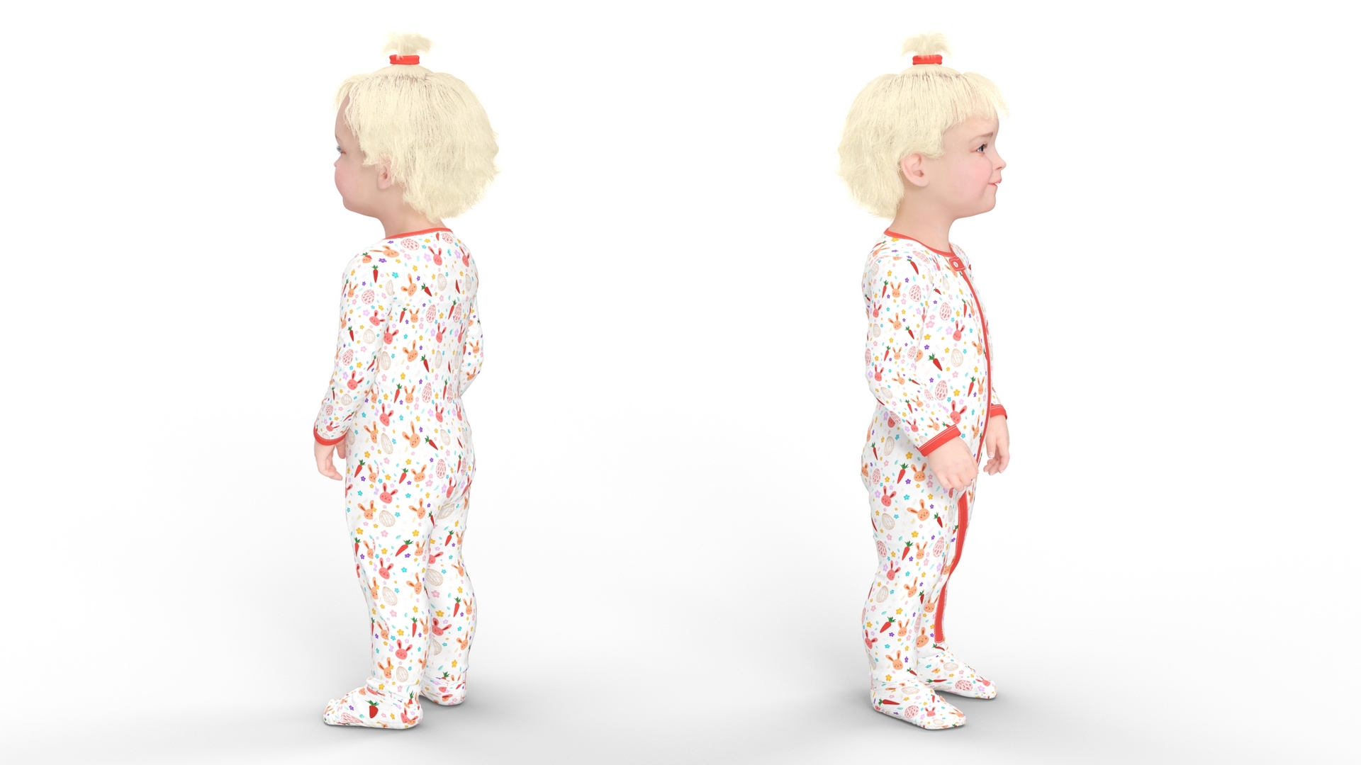 3D Toddler Girl in Full Bodysuit Standing model