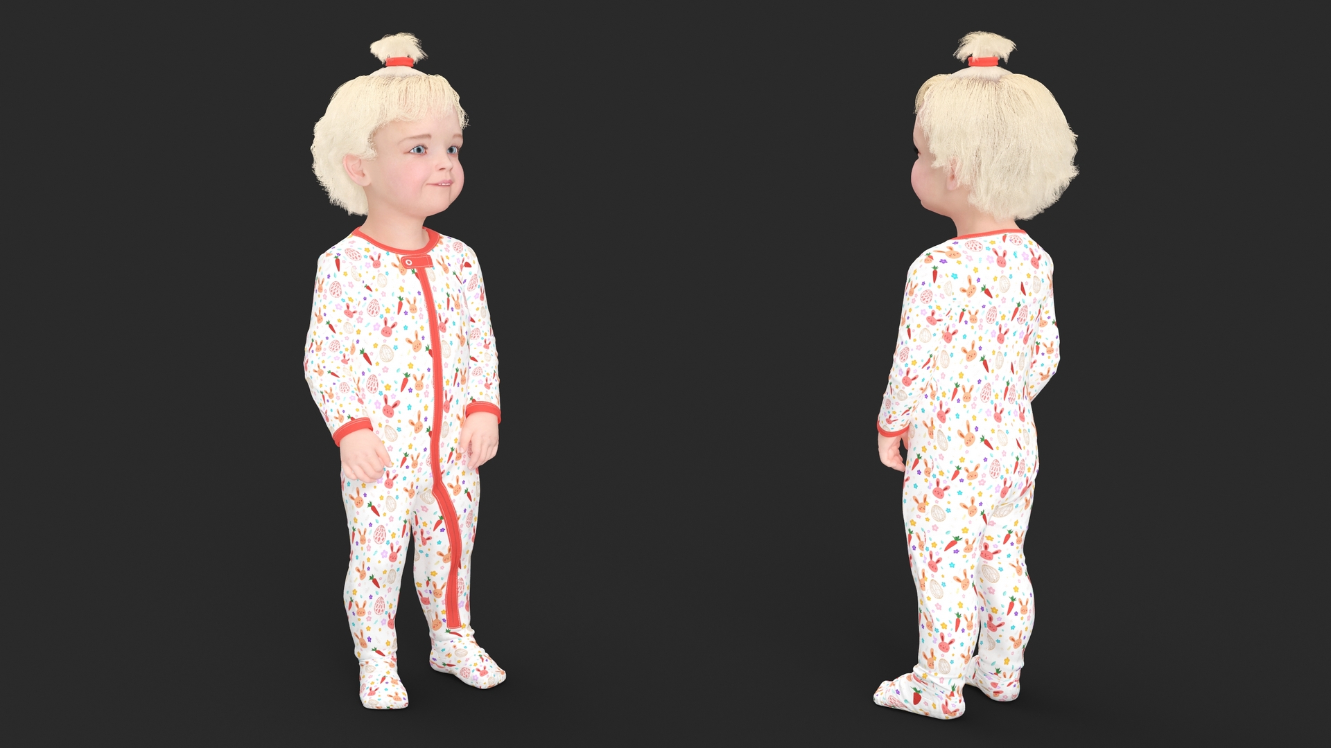 3D Toddler Girl in Full Bodysuit Standing model