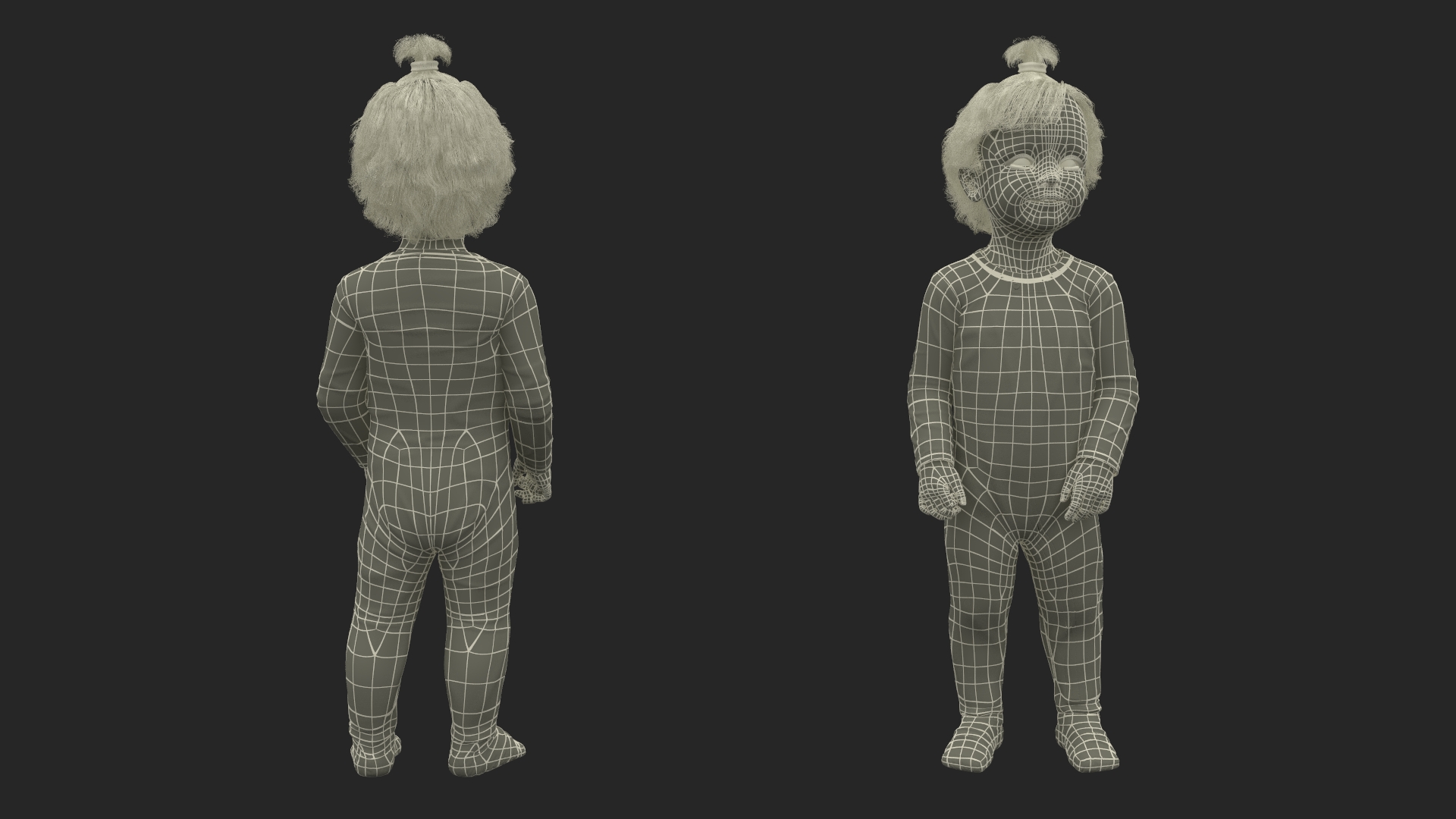 3D Toddler Girl in Full Bodysuit Standing model