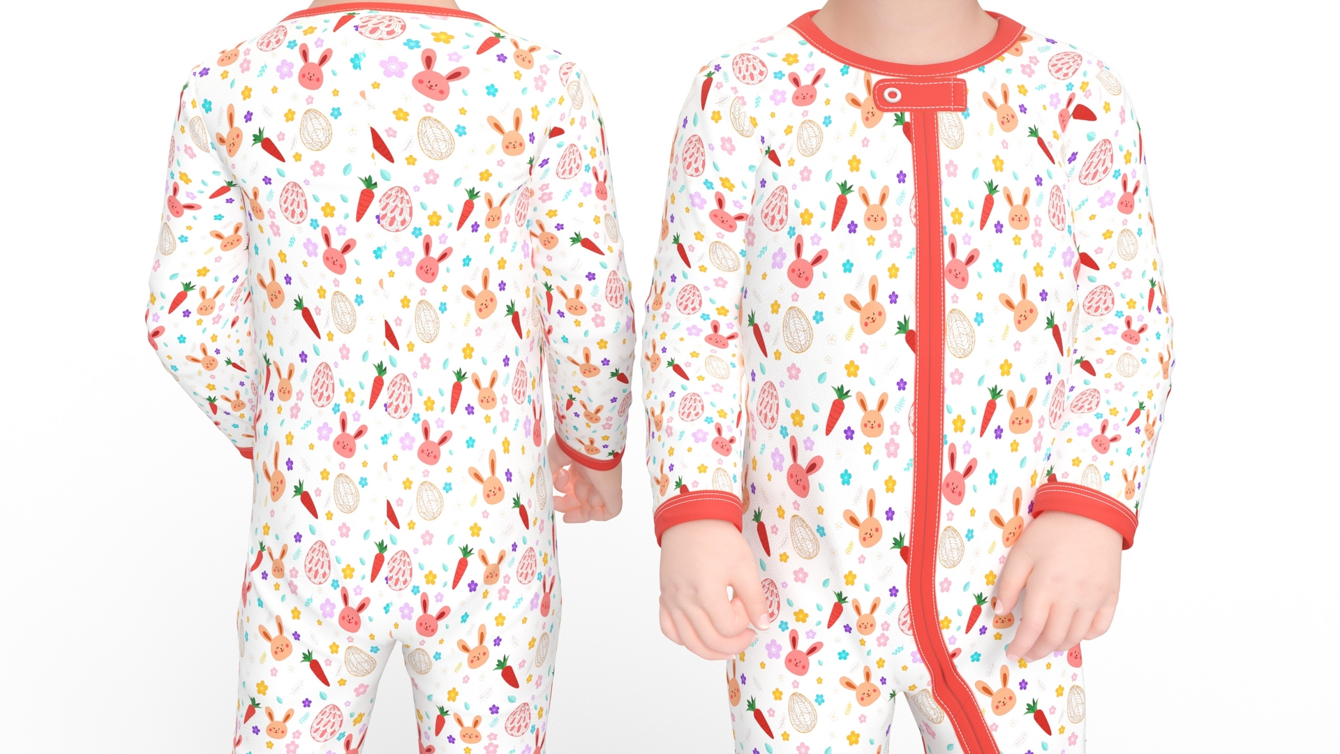 3D Toddler Girl in Full Bodysuit Standing model