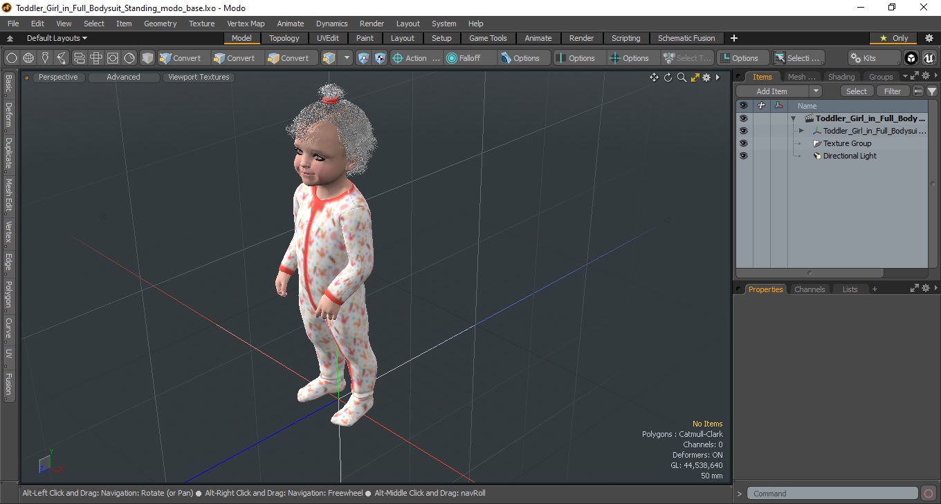 3D Toddler Girl in Full Bodysuit Standing model