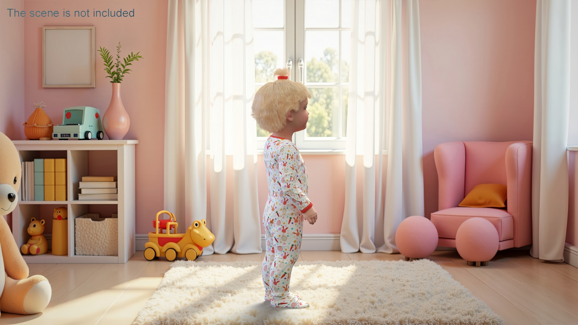 3D Toddler Girl in Full Bodysuit Standing model