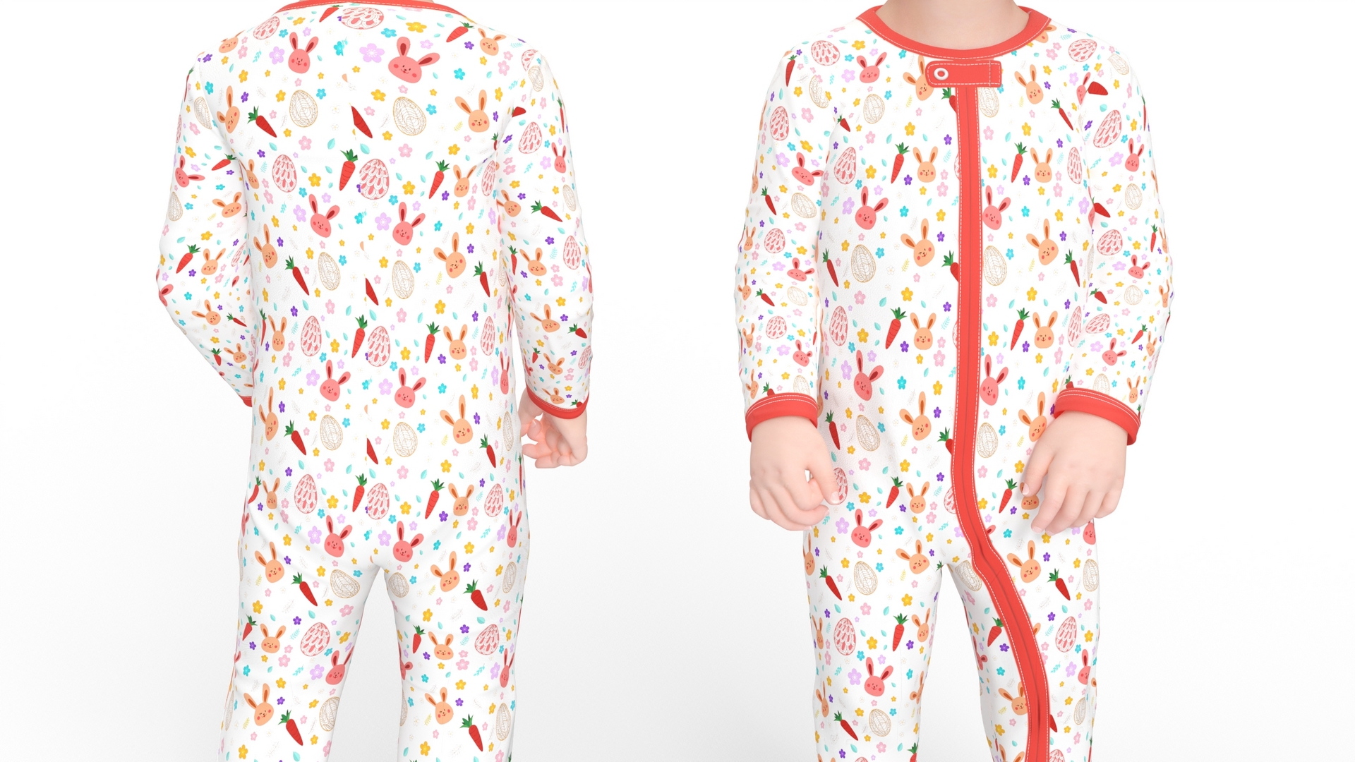 3D Toddler Girl in Full Bodysuit Standing model
