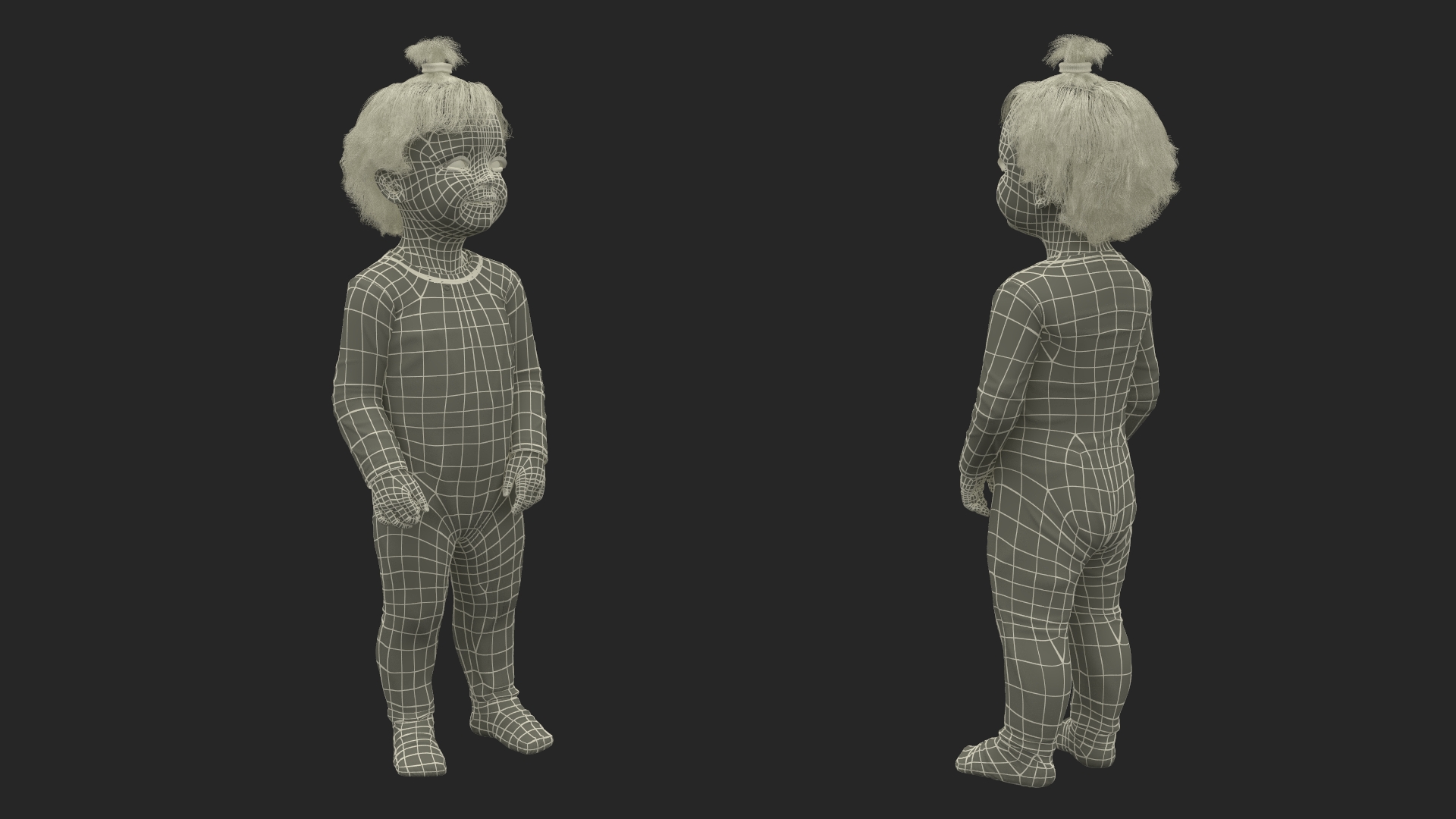 3D Toddler Girl in Full Bodysuit Standing model