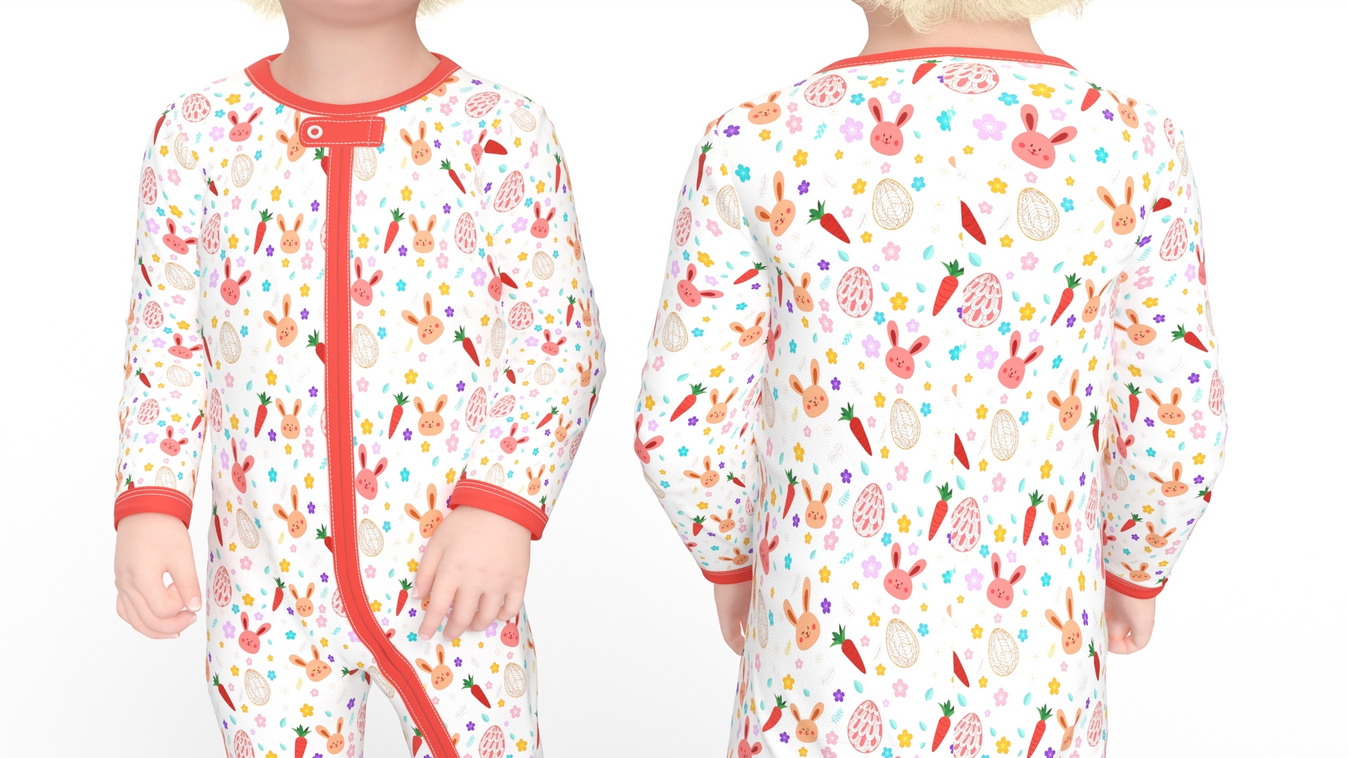 3D Toddler Girl in Full Bodysuit Standing model