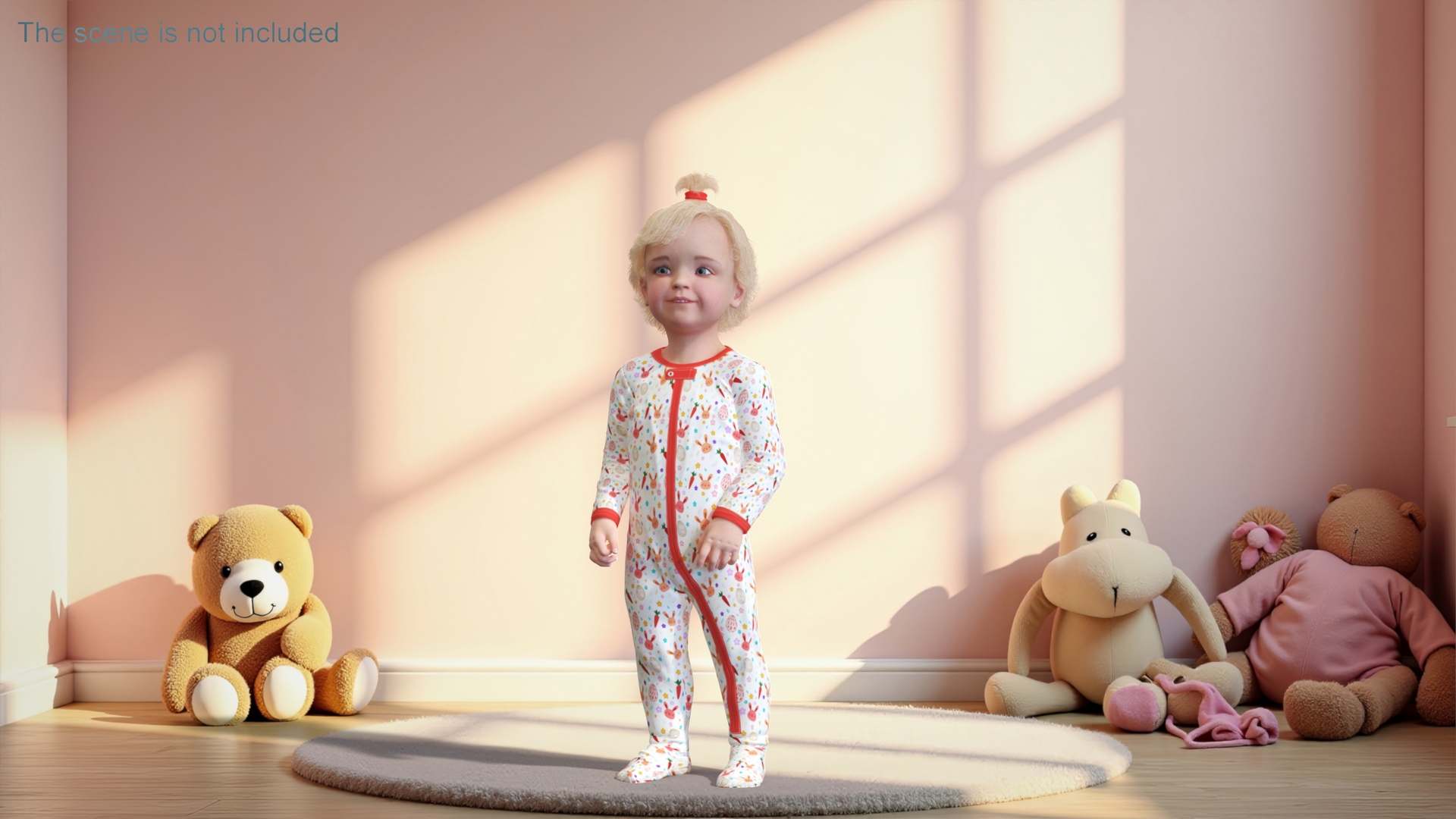 3D Toddler Girl in Full Bodysuit Standing model