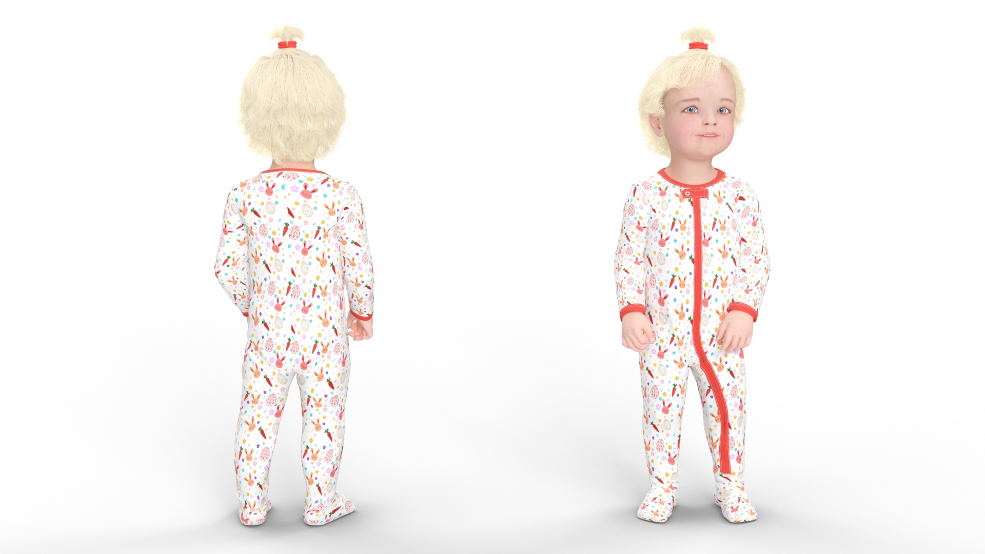 3D Toddler Girl in Full Bodysuit Standing model
