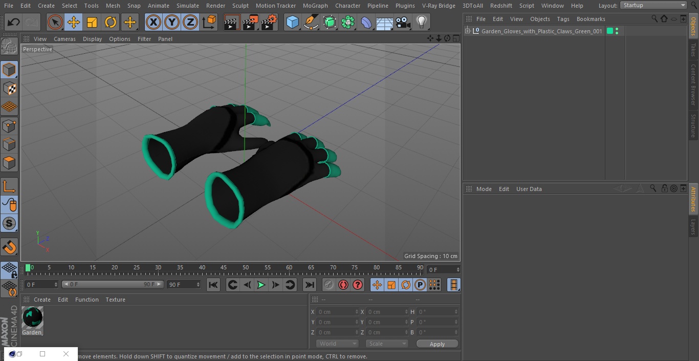 3D Garden Gloves with Plastic Claws Green model