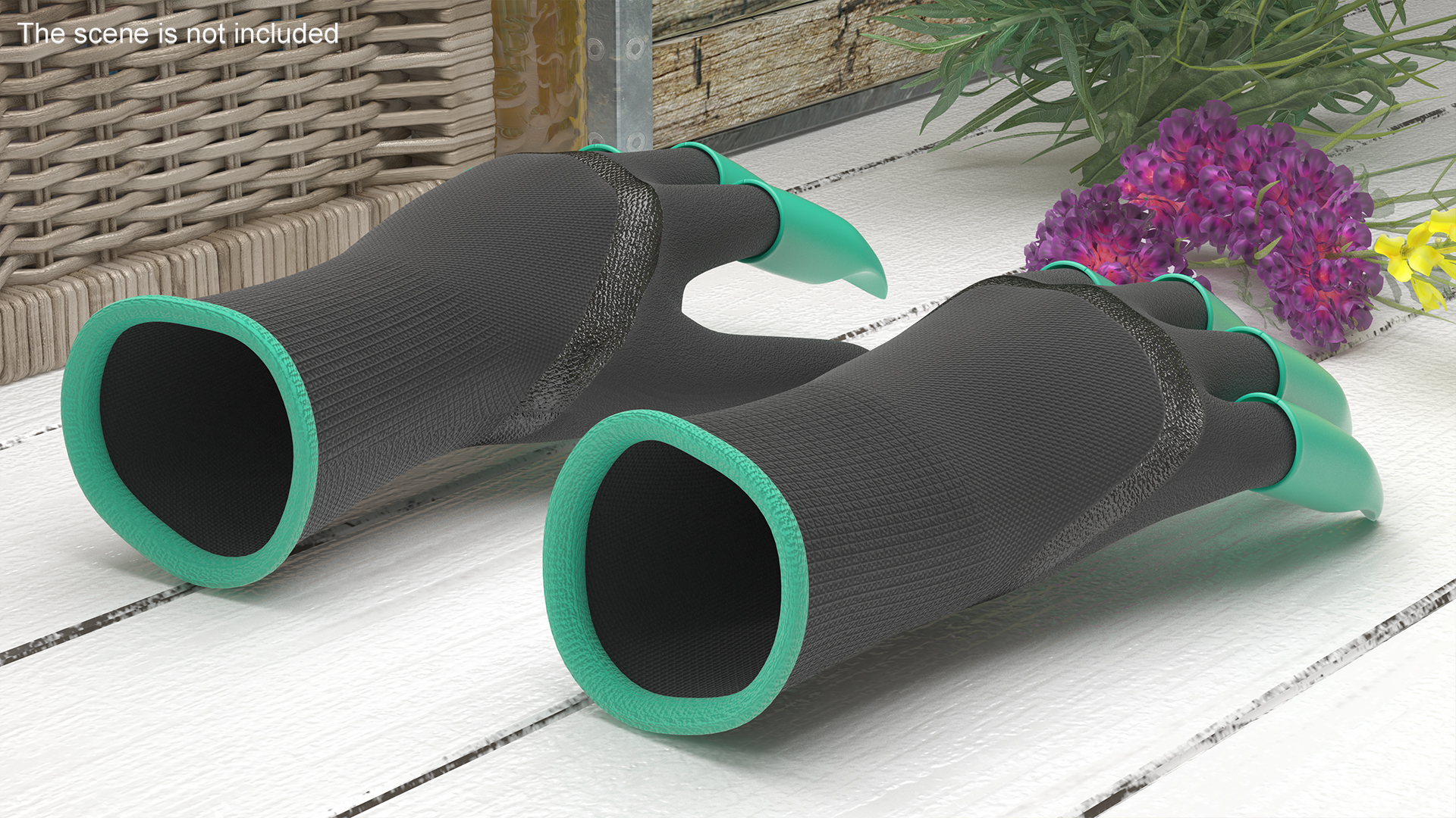 3D Garden Gloves with Plastic Claws Green model