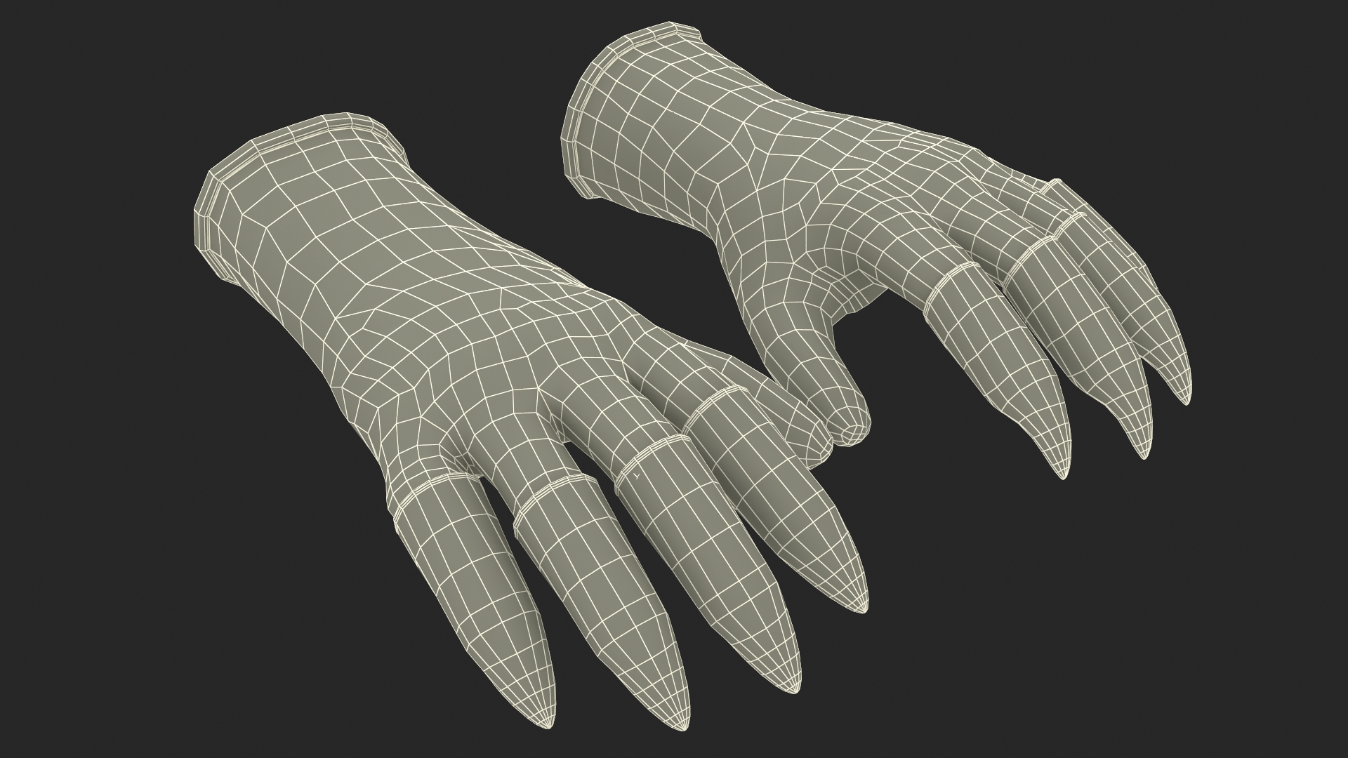 3D Garden Gloves with Plastic Claws Green model