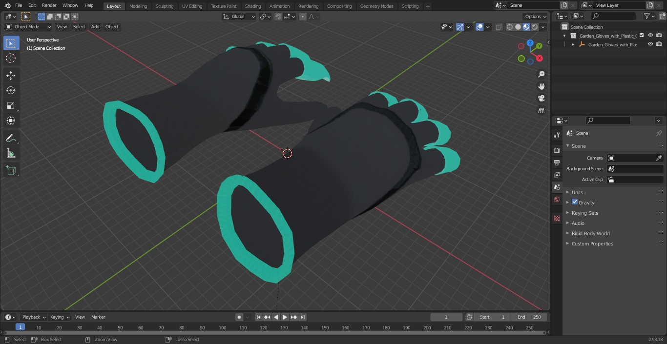 3D Garden Gloves with Plastic Claws Green model