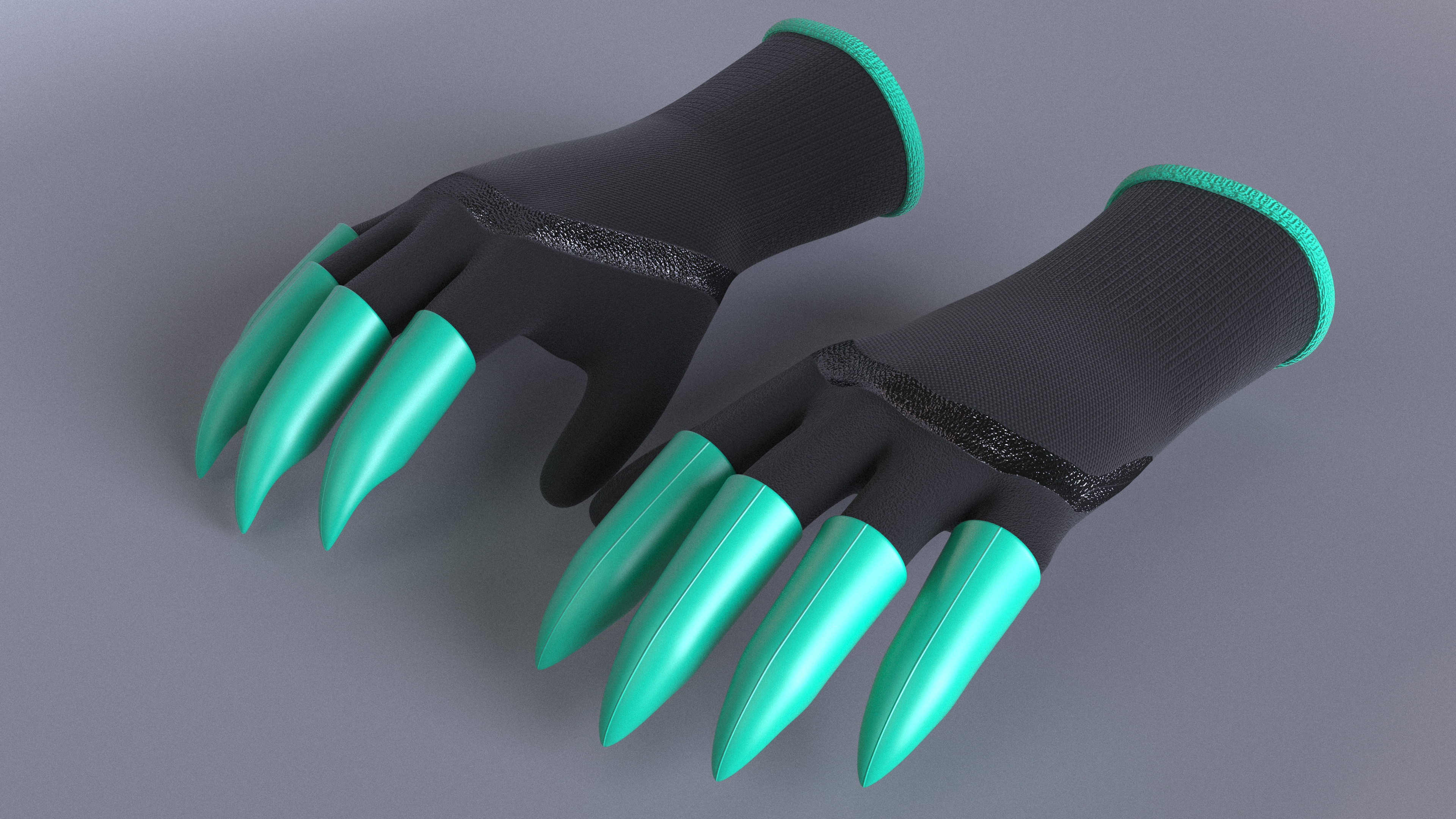 3D Garden Gloves with Plastic Claws Green model