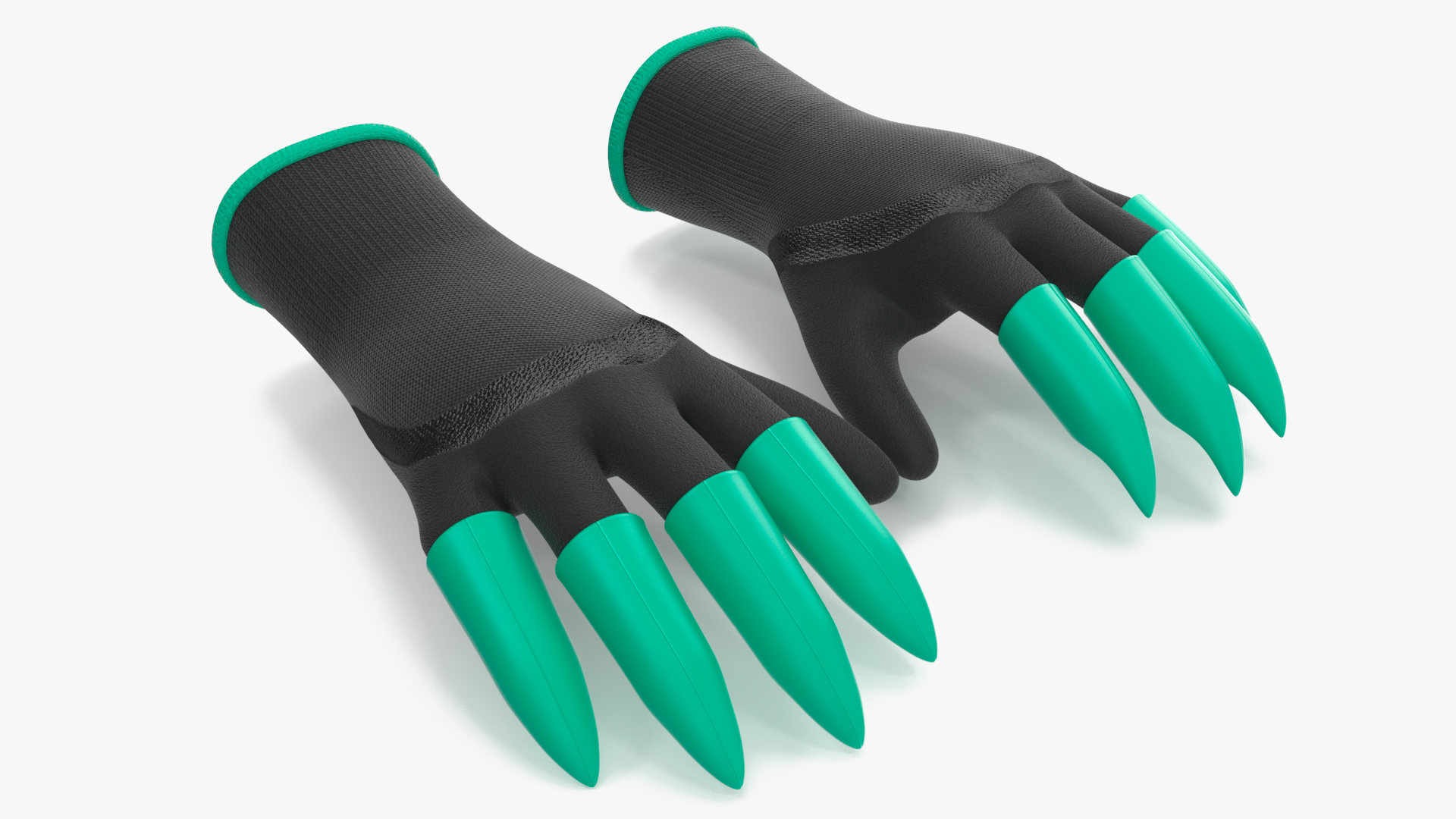 3D Garden Gloves with Plastic Claws Green model