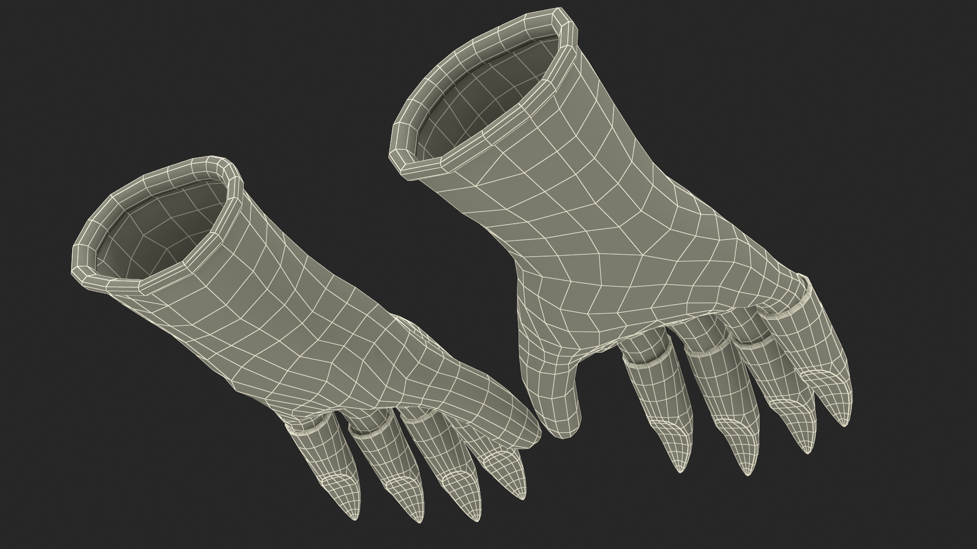 3D Garden Gloves with Plastic Claws Green model