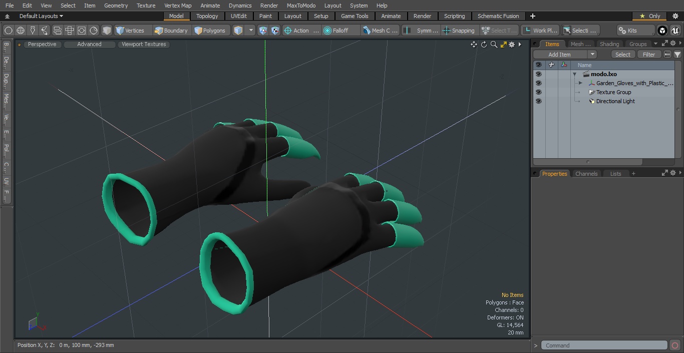 3D Garden Gloves with Plastic Claws Green model
