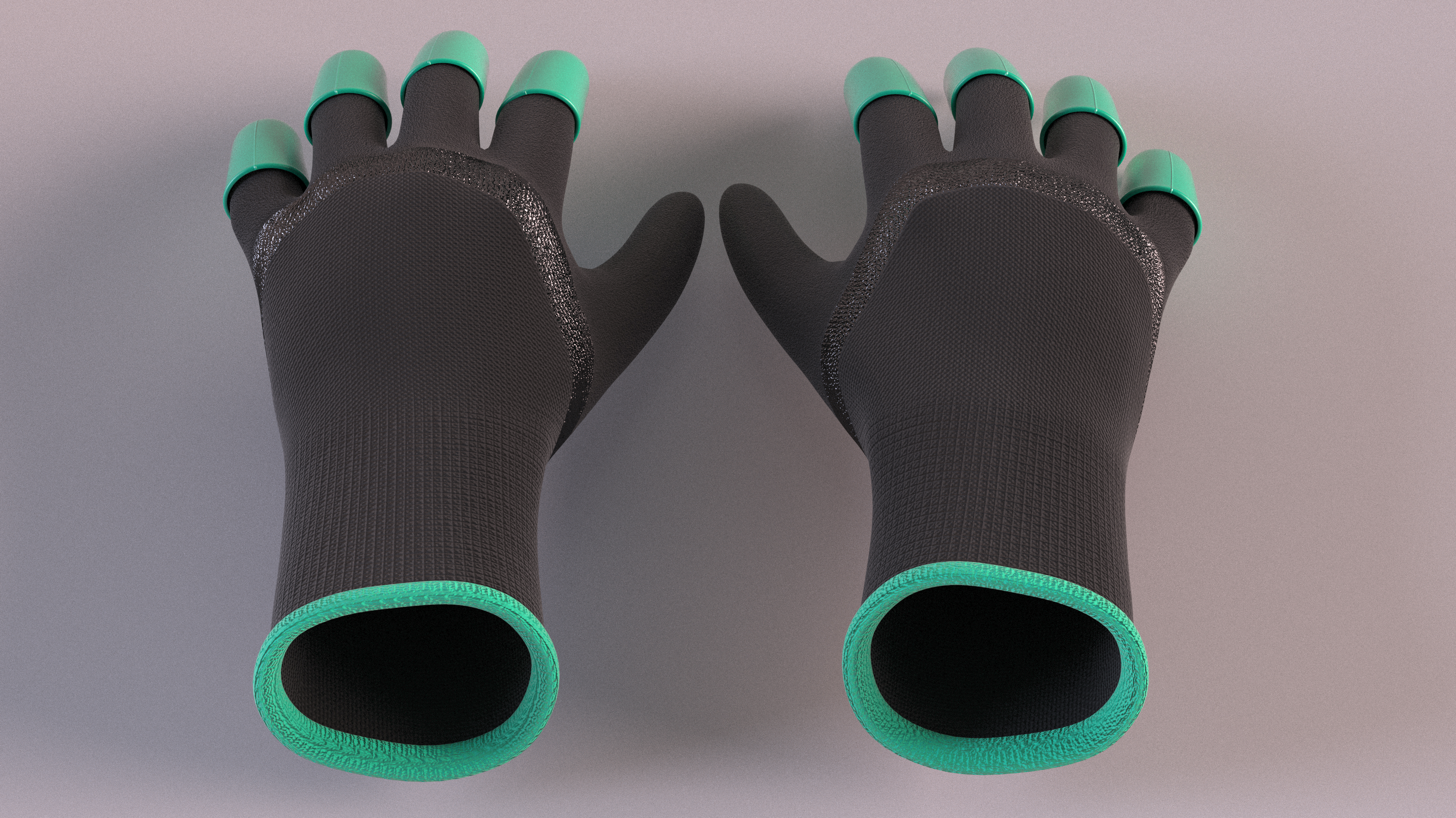 3D Garden Gloves with Plastic Claws Green model