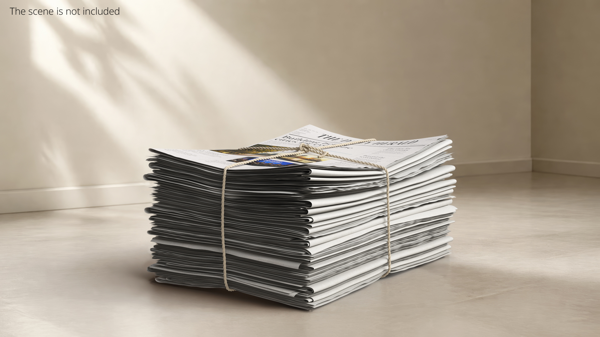 Printed Newspaper Bundle with Twine White - view 3