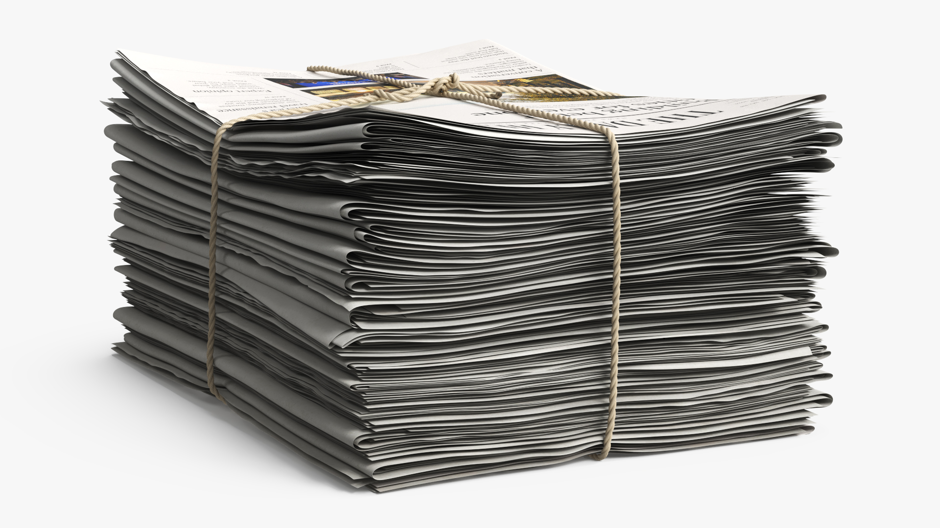 Printed Newspaper Bundle with Twine White - view 4