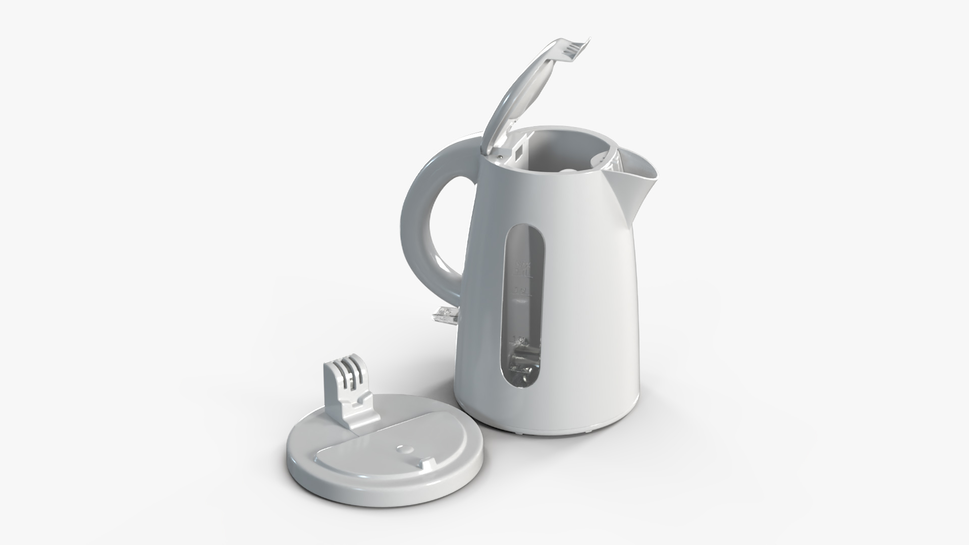 Plastic Electric Kettle with Water 3D model