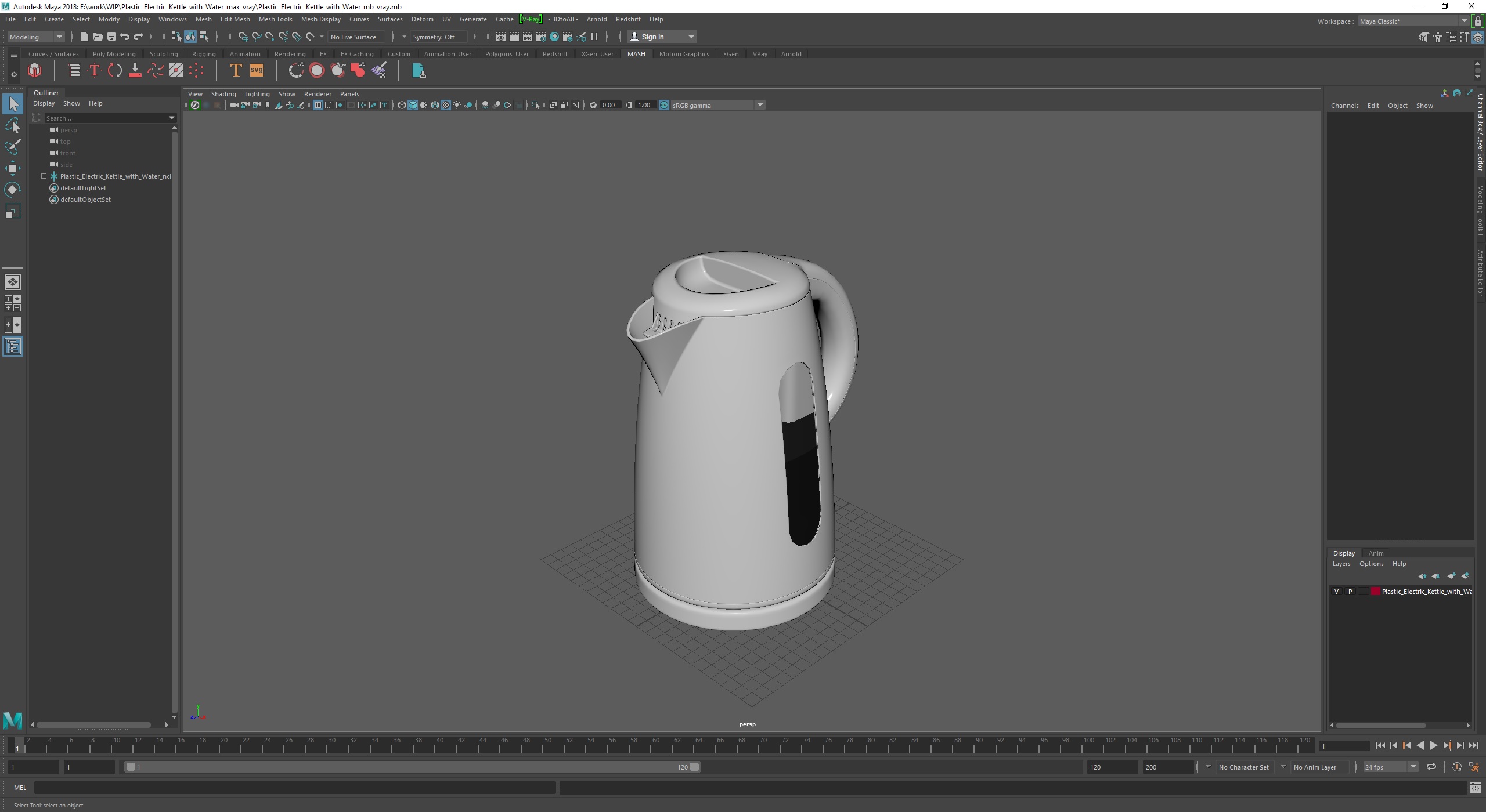Plastic Electric Kettle with Water 3D model