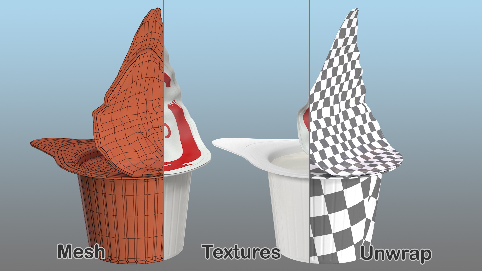 3D Opened Portioned Coffee Creamer Container