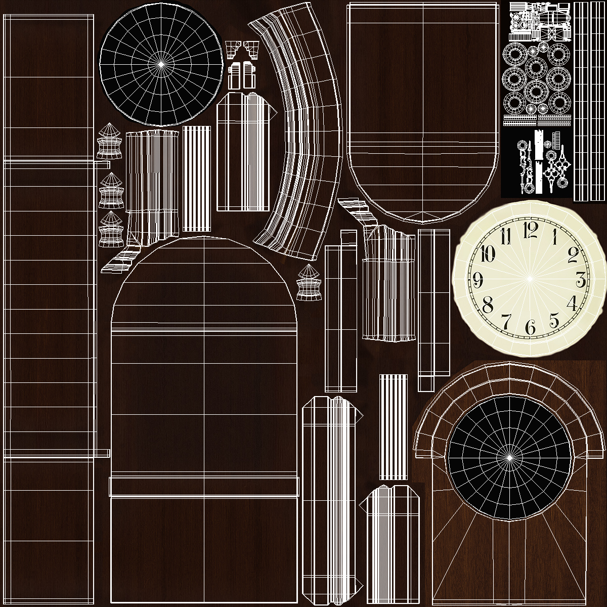 3D Barrister Style Mantel Clock model