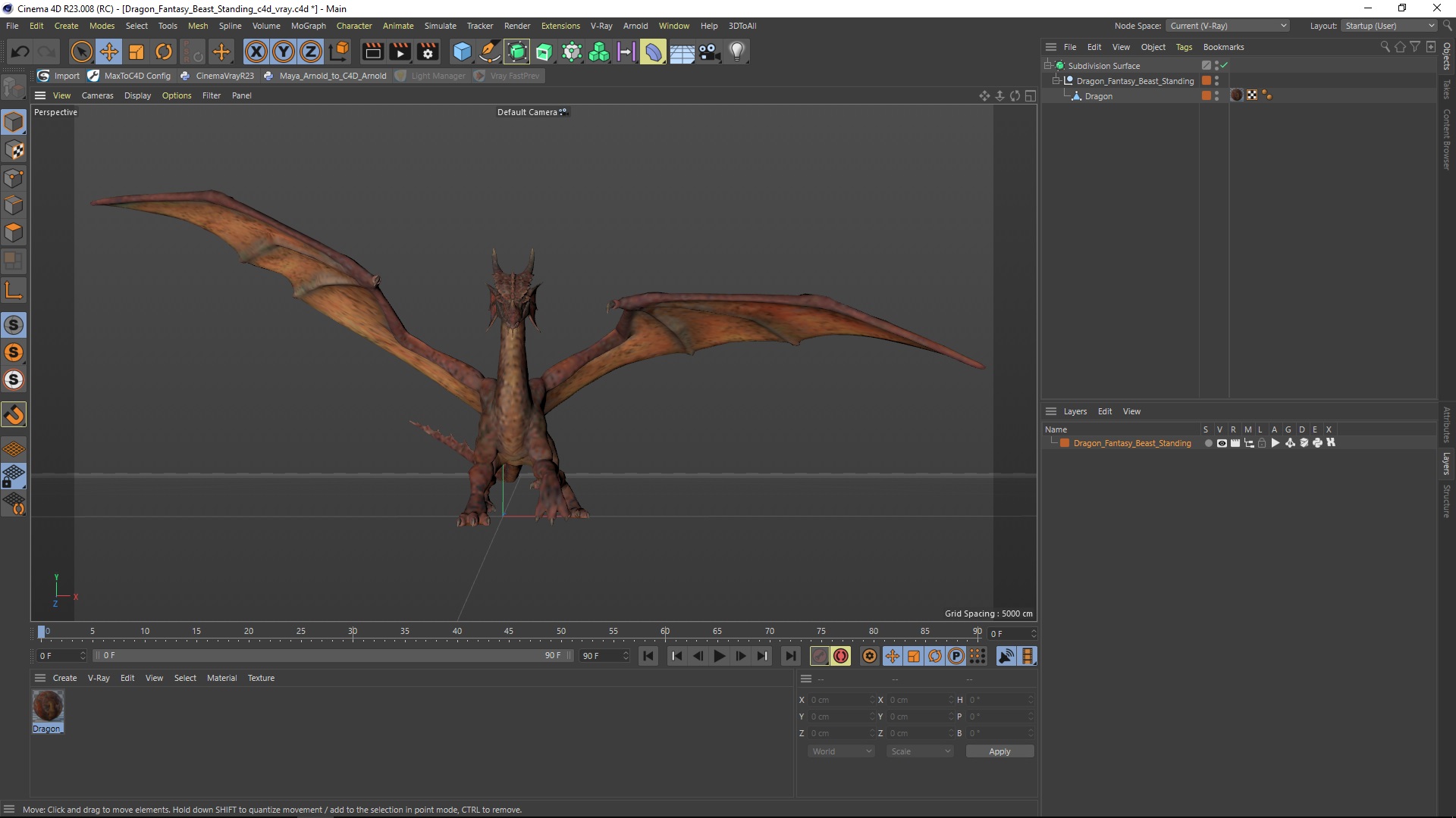 Dragon Fantasy Beast Standing 3D model