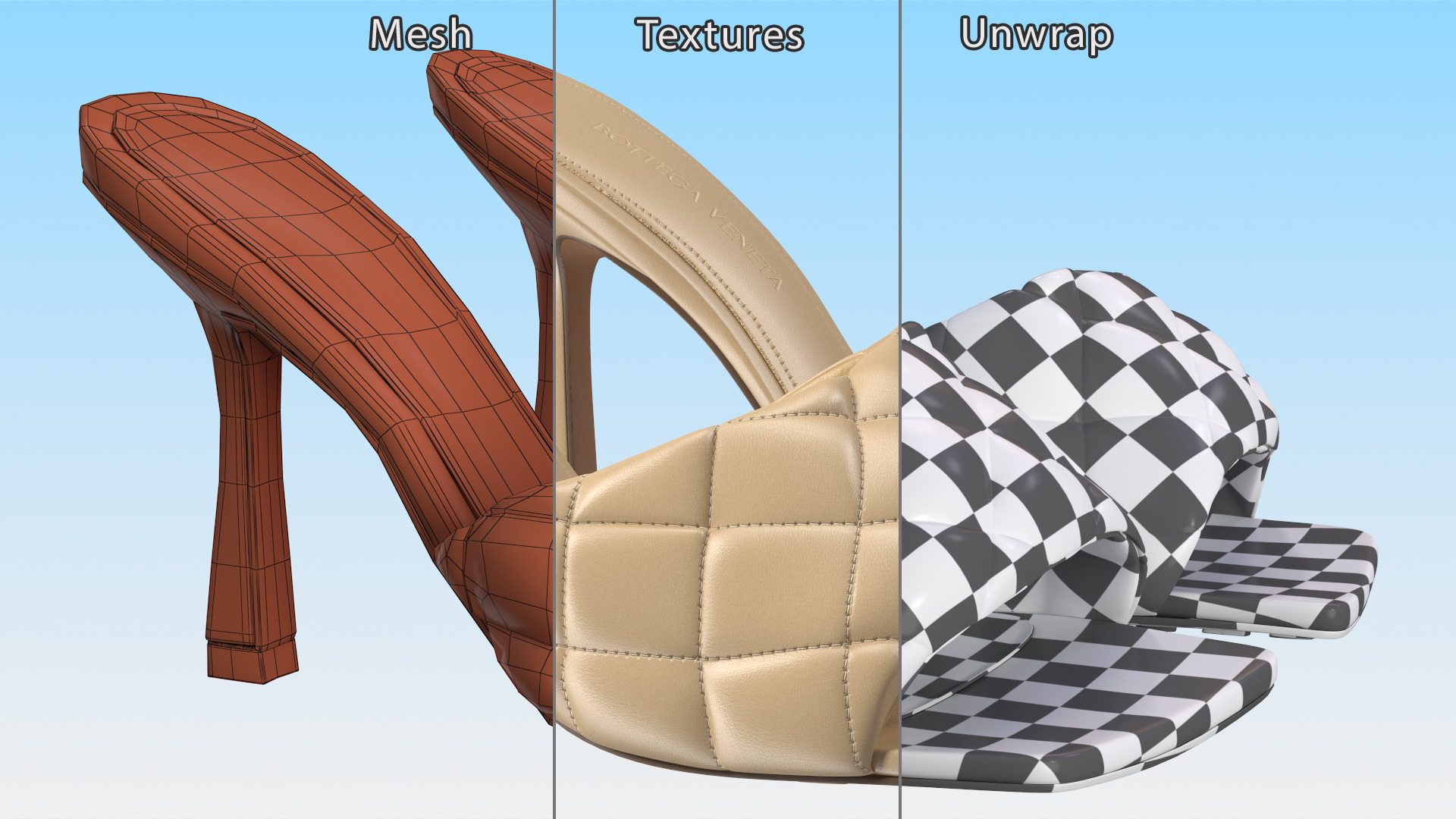 3D model Leather Heeled Mules Bottega Veneta