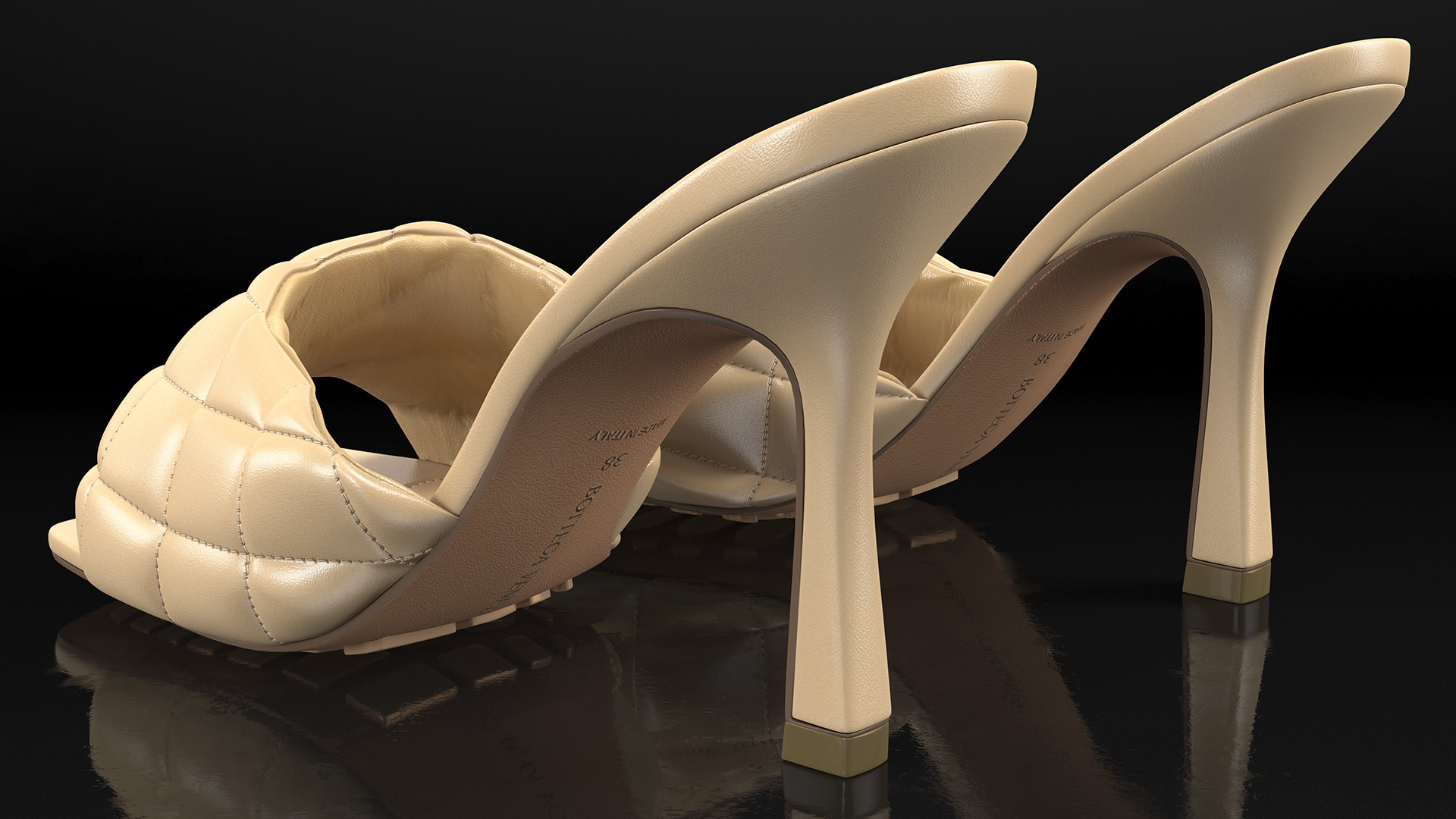 3D model Leather Heeled Mules Bottega Veneta