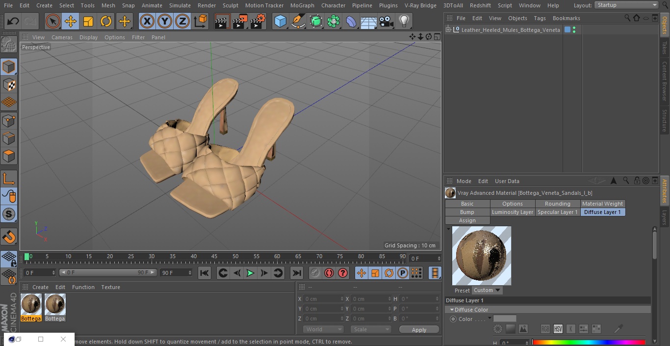 3D model Leather Heeled Mules Bottega Veneta