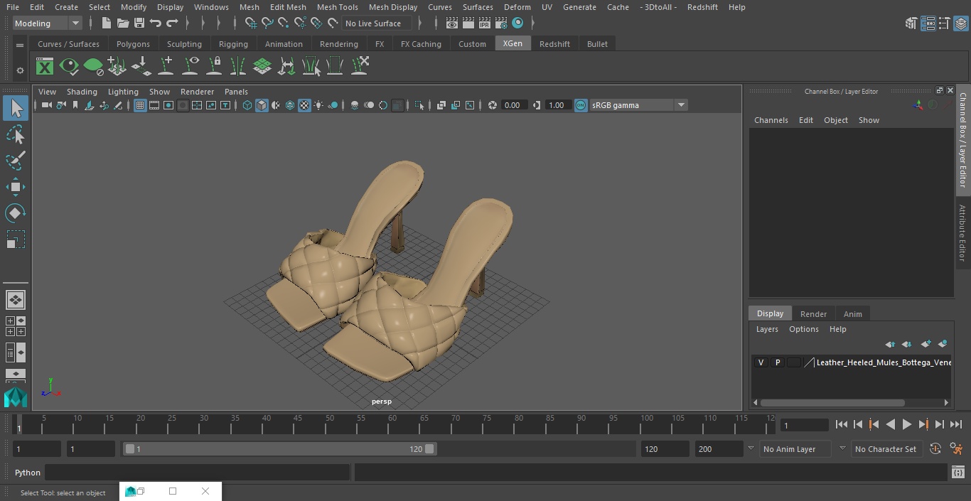 3D model Leather Heeled Mules Bottega Veneta