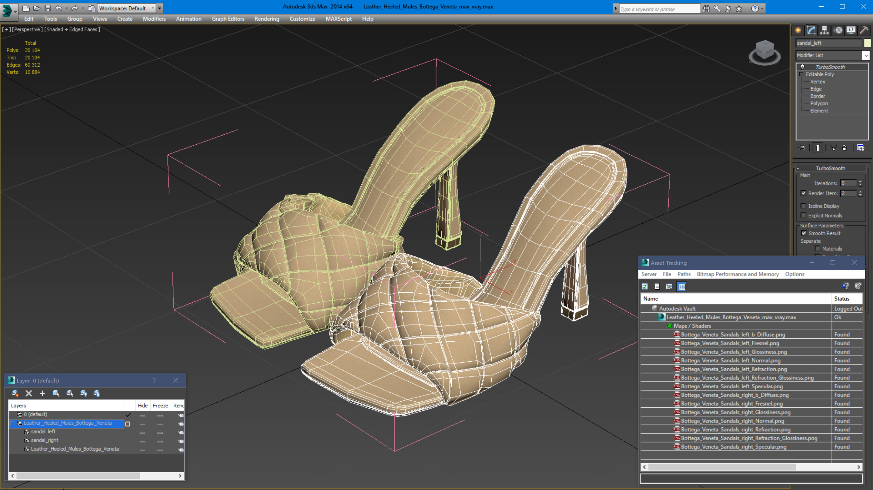 3D model Leather Heeled Mules Bottega Veneta