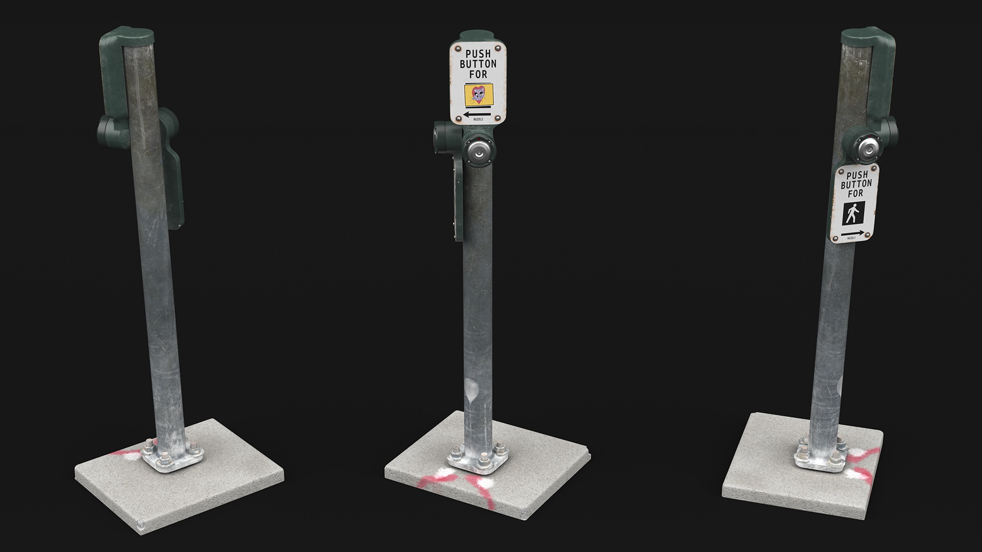 Crosswalk Button Dirty 3D