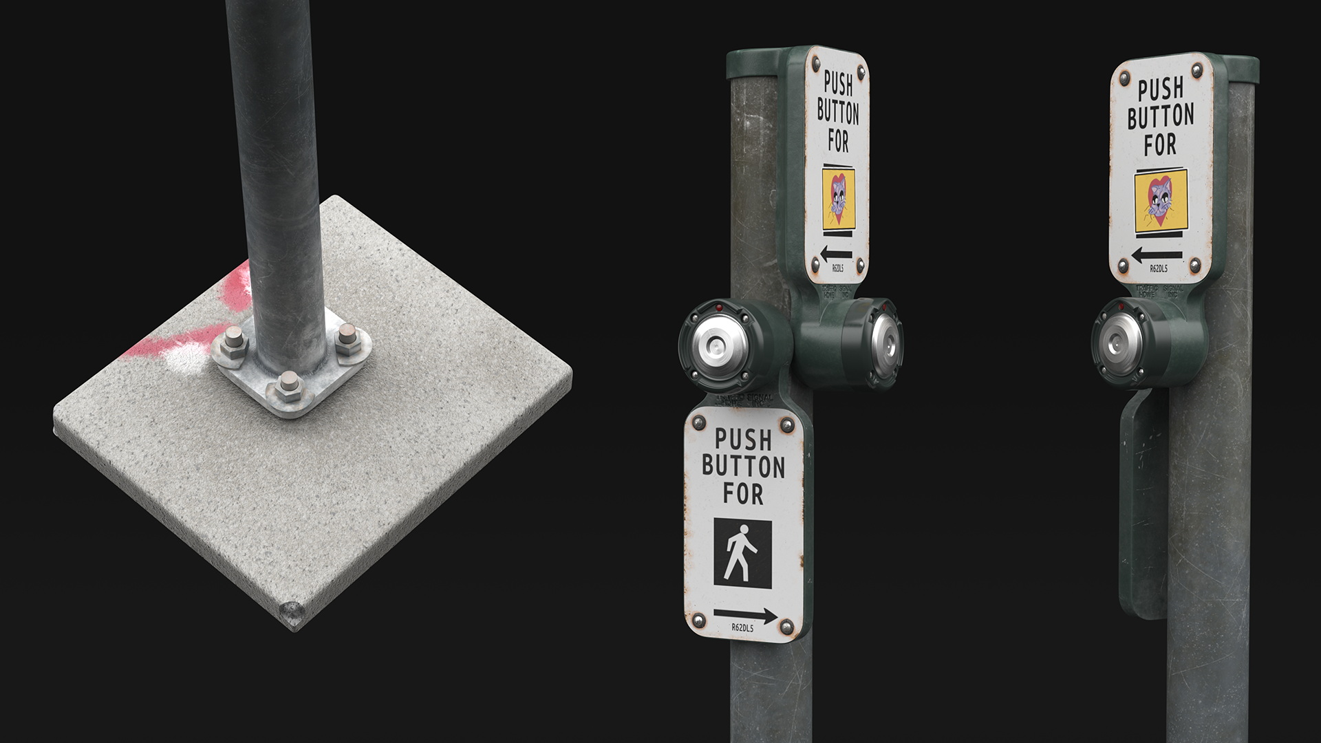 Crosswalk Button Dirty 3D