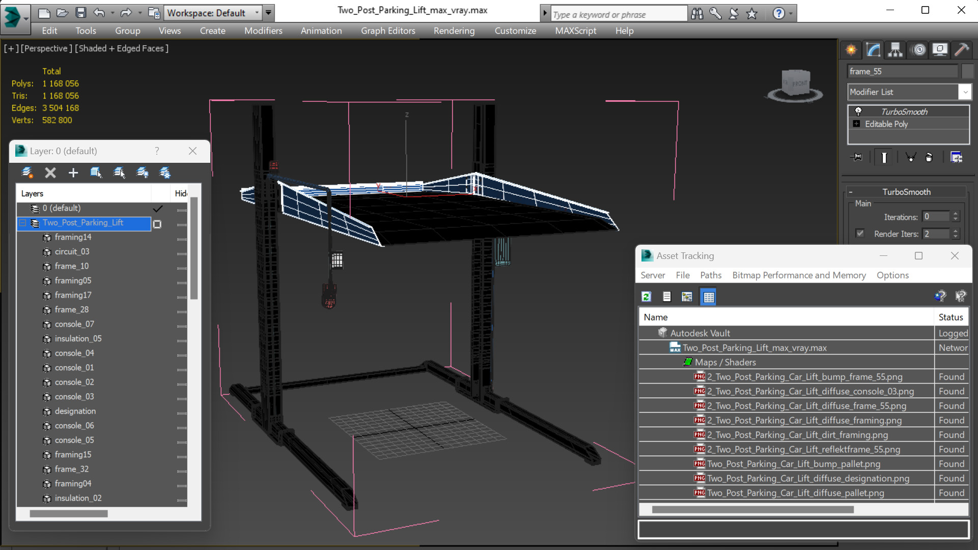 3D Two Post Parking Lift