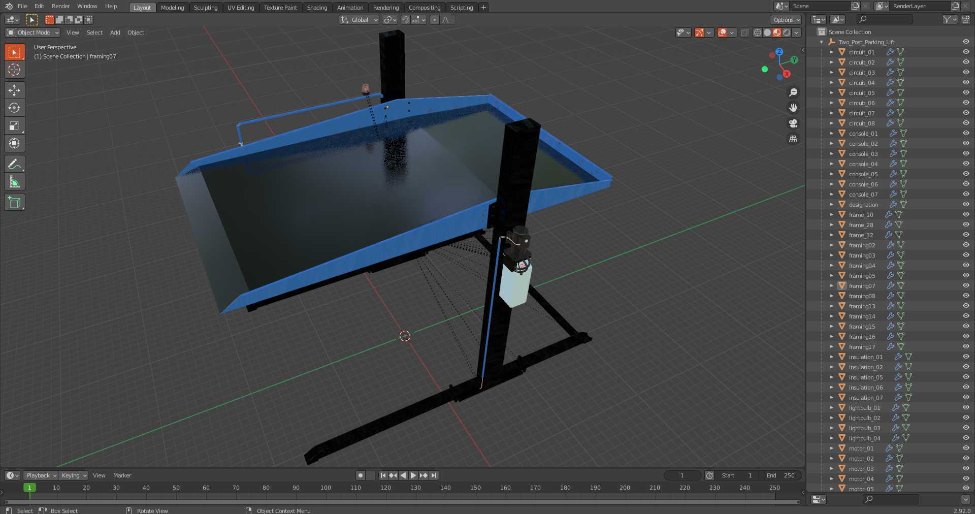 3D Two Post Parking Lift