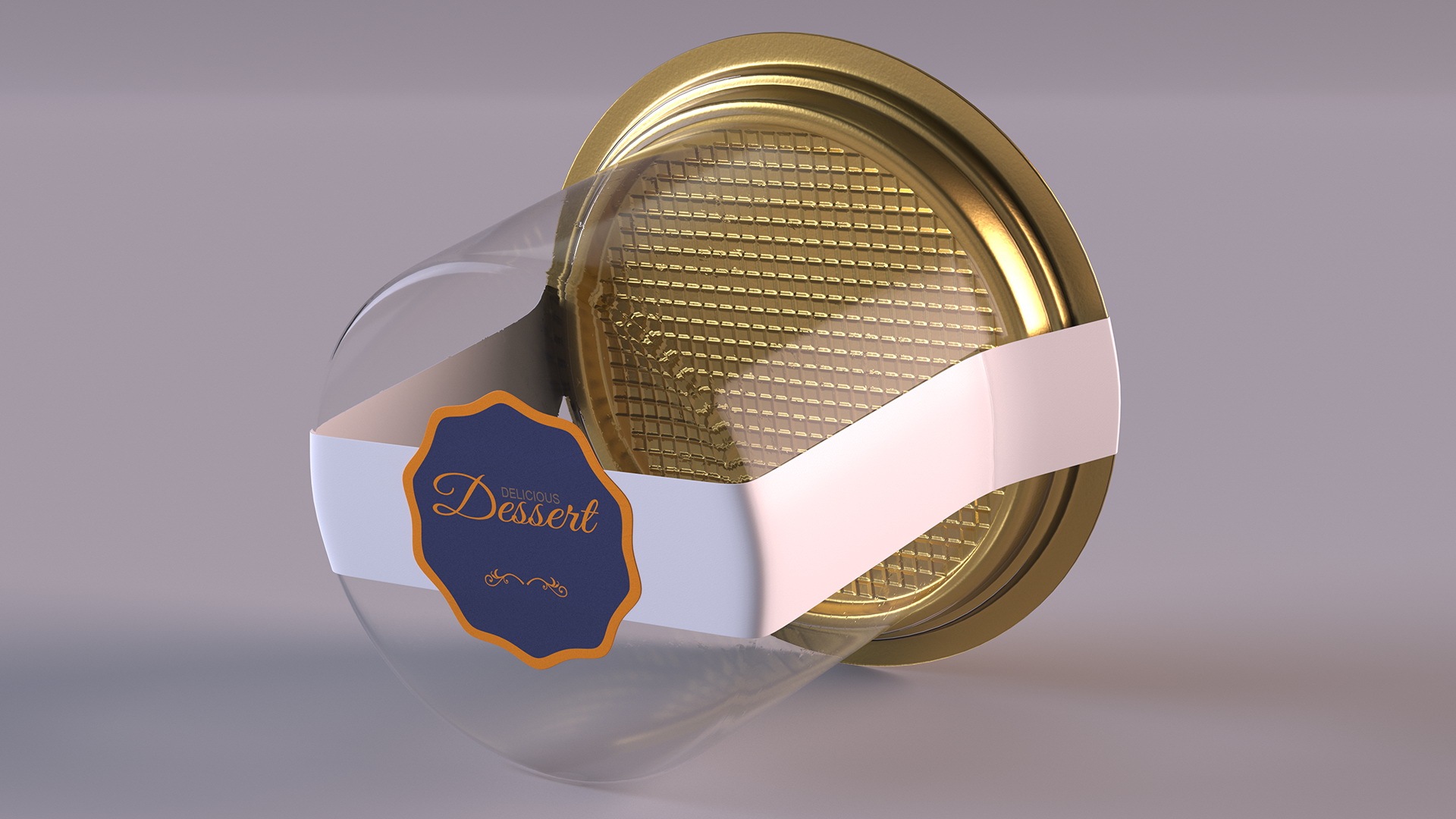 3D model Plastic Packaging for Cake Piece Round Golden