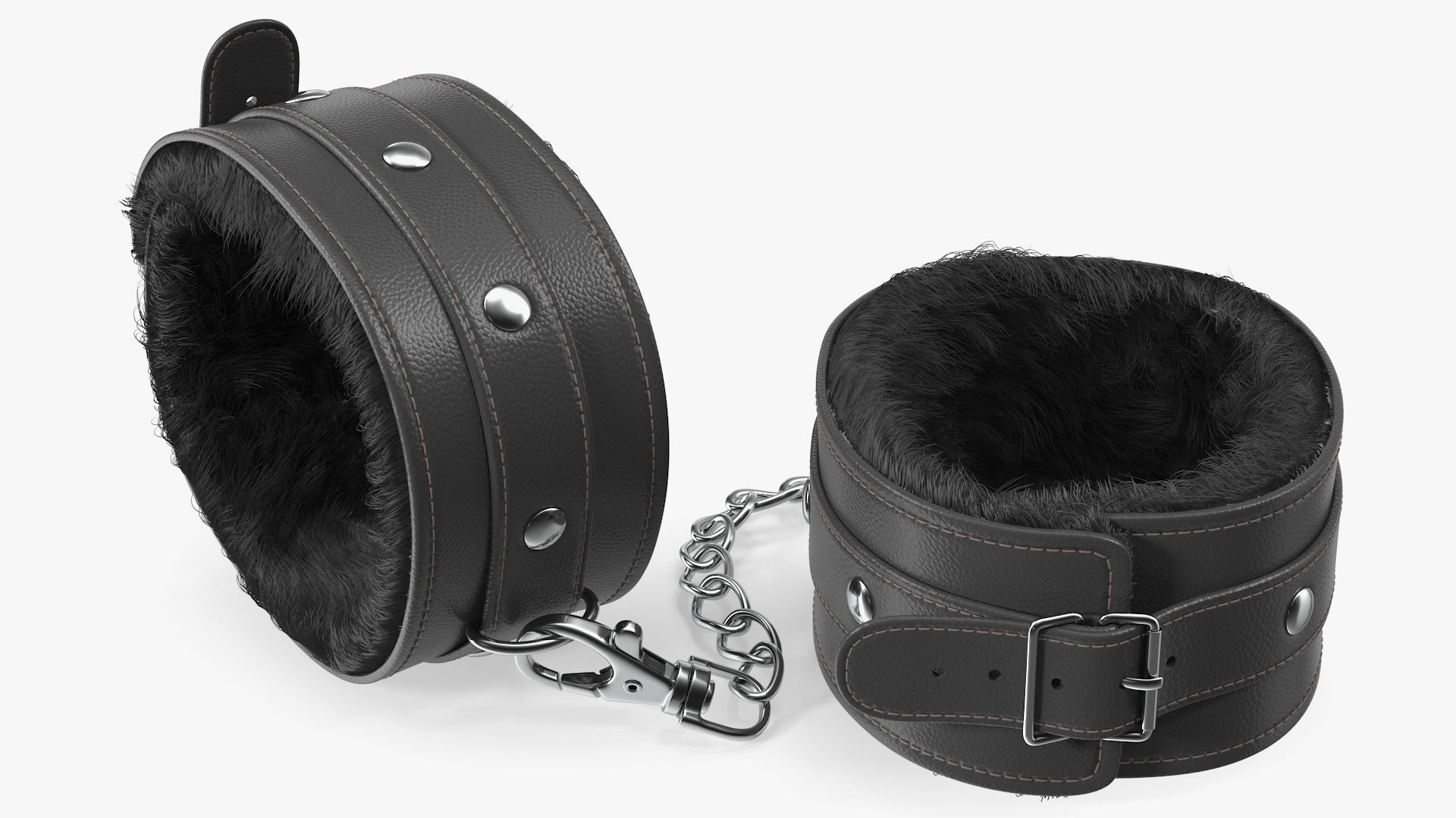 3D Leather Wrist Cuffs with Fur model