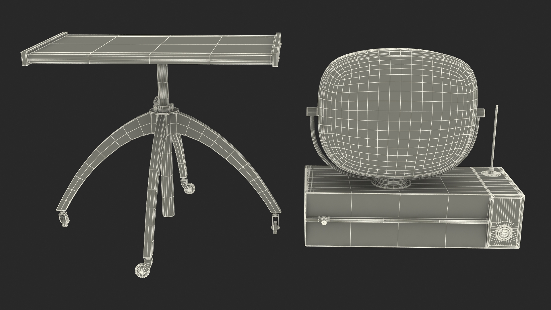 3D Vintage Antique 50s TV with Stand model