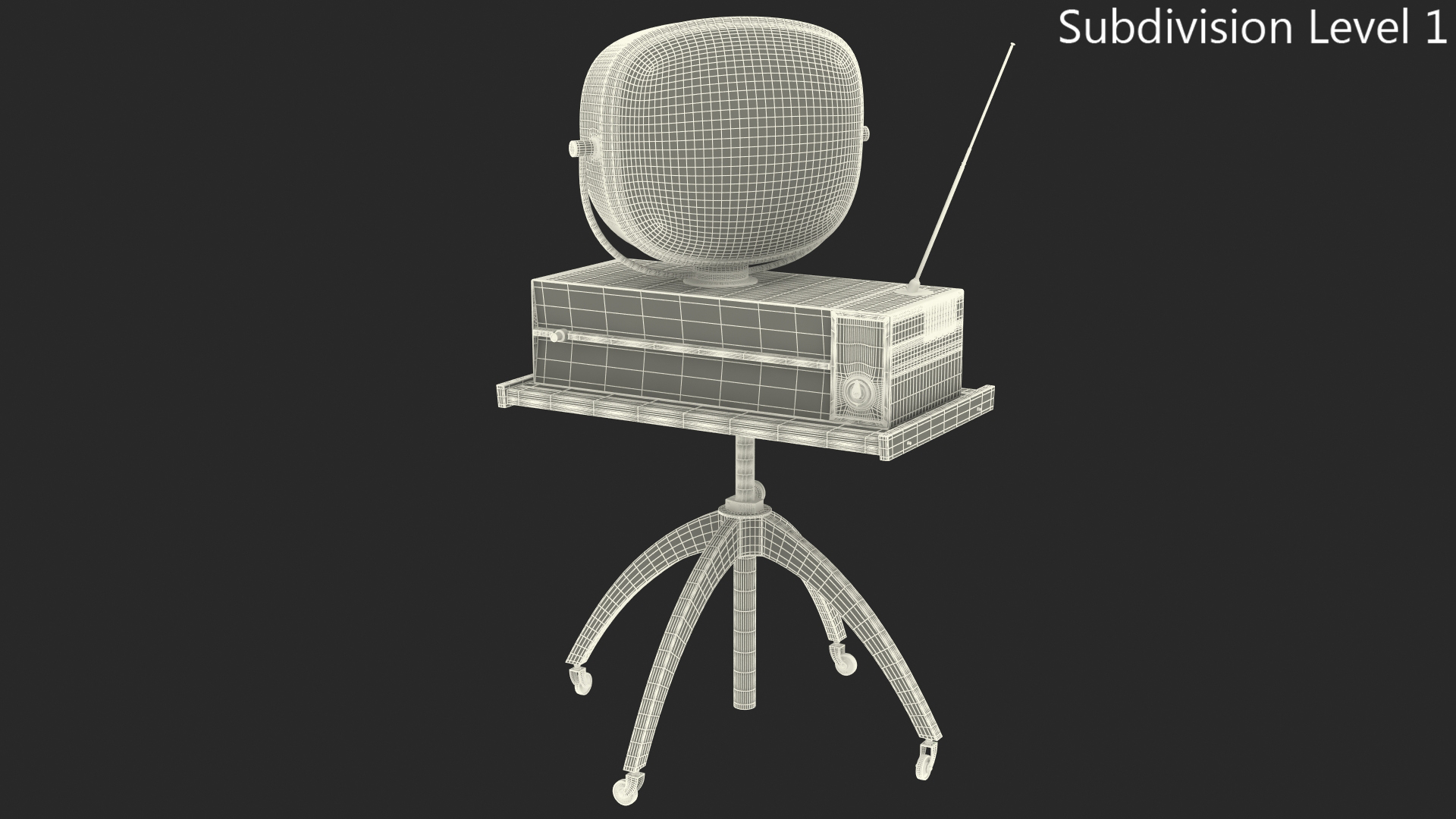 3D Vintage Antique 50s TV with Stand model